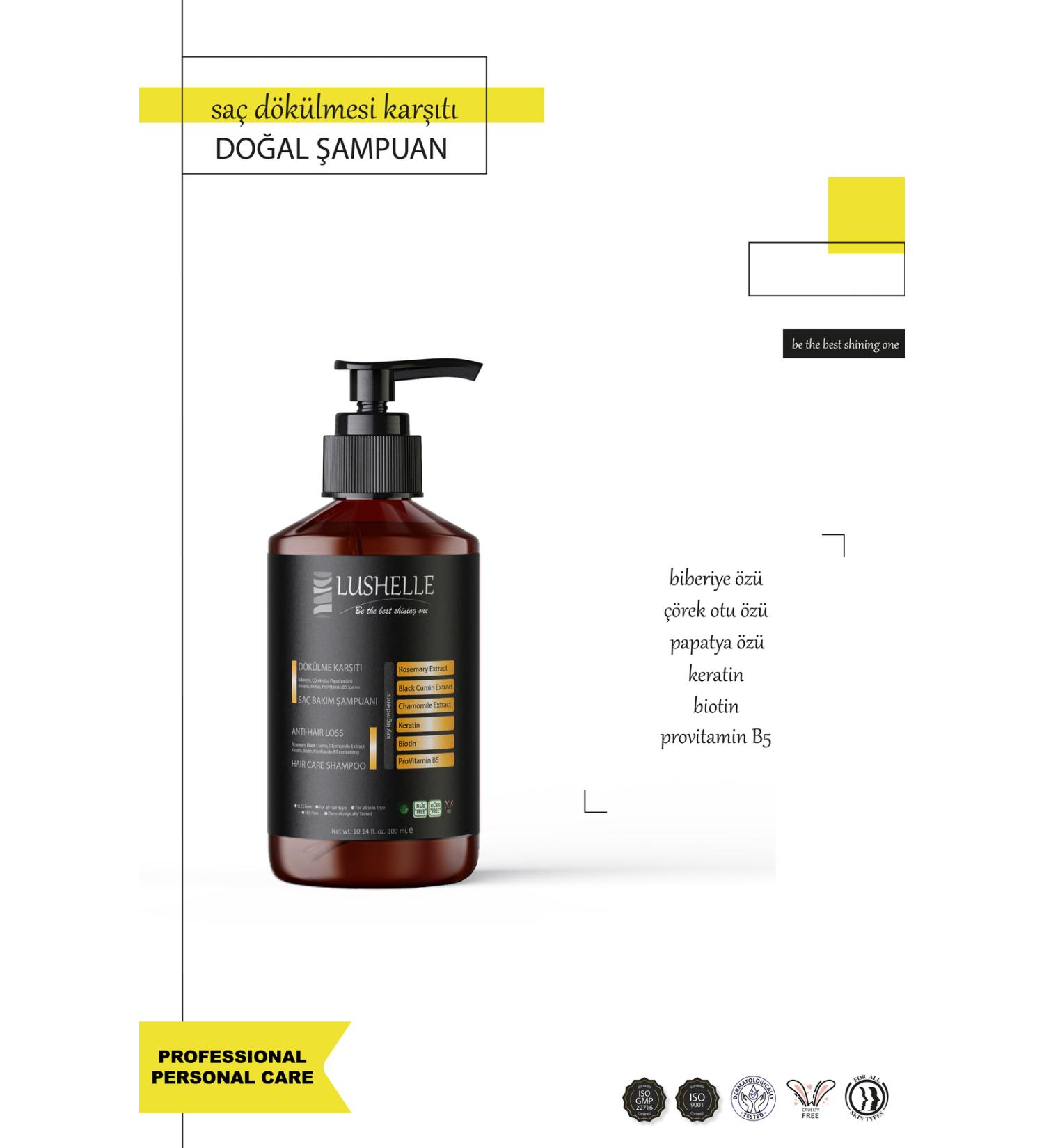 Lushelle Anti-Hair Loss Natural Shampoo 300 ml - Strengthen Your Hair Naturally