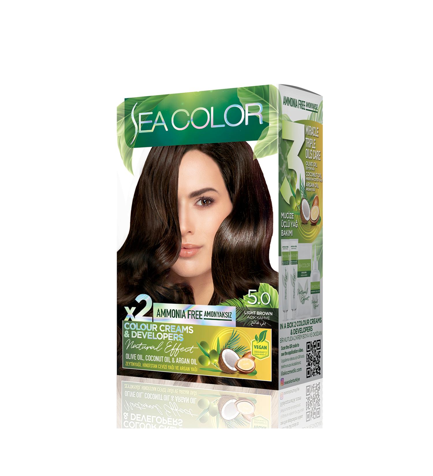 Sea Color Ammonia-Free Vegan Natural Nourishing Permanent Hair Dye0 White Cover (1 PACK 2 x 50 ML) - Buy Online on GoSupps.com