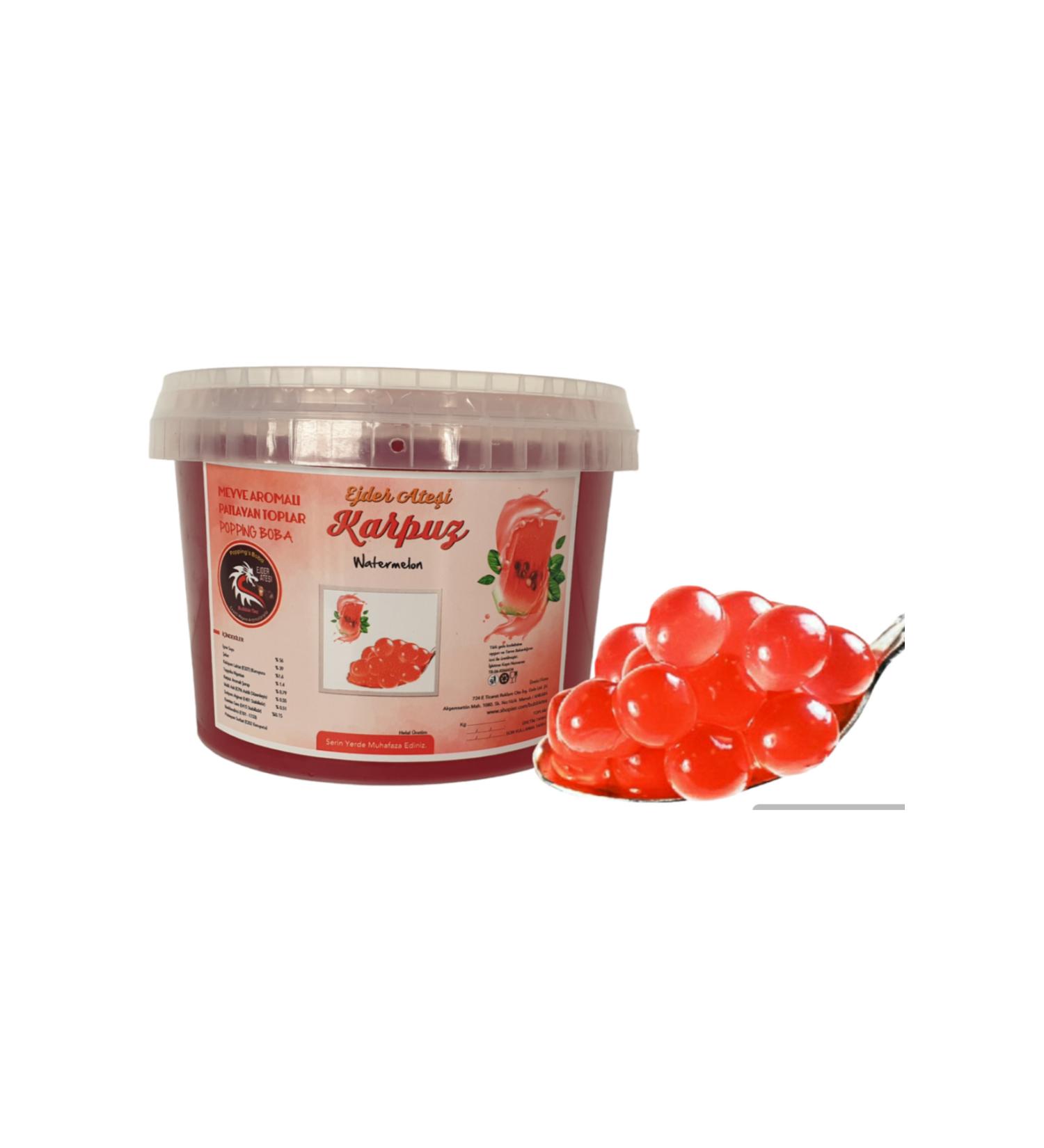Dragon Fire Watermelon Flavored Bubble Tea Pearls 3.4 KG.Popping Boba