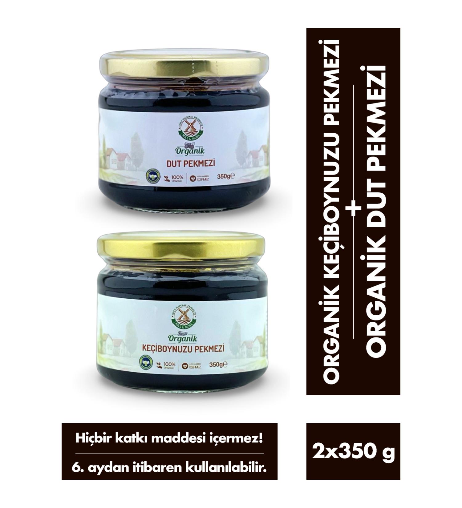 Mill & More Only Natural Products Organic Mulberry Molasses 350 g + Organic Carob Molasses 350 g Set