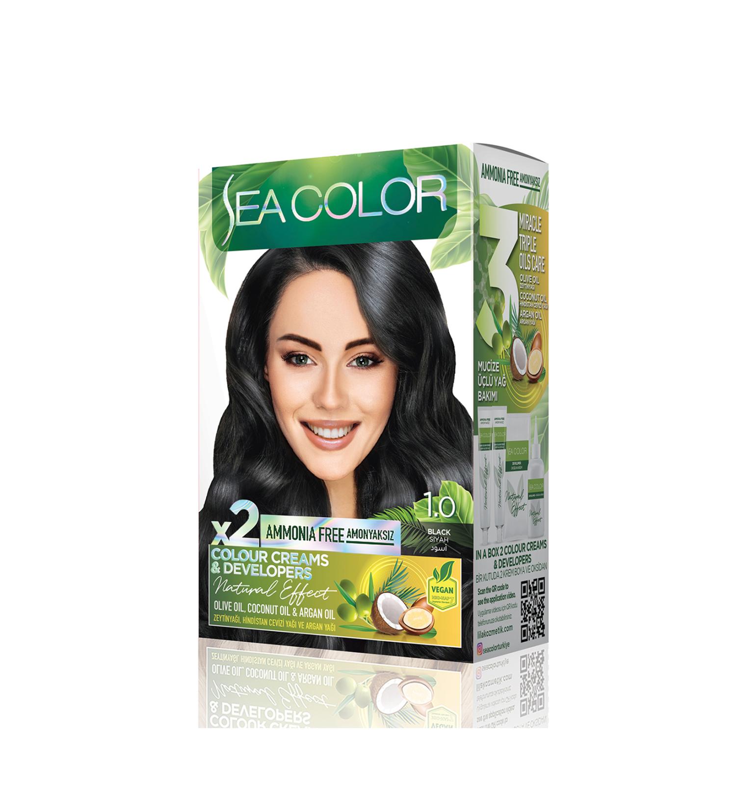 Sea Color Ammonia-Free Vegan Natural Nourishing Permanent Hair Dye0 White Cover (1 PACK 2 x 50 ML) - Buy Online on GoSupps.com