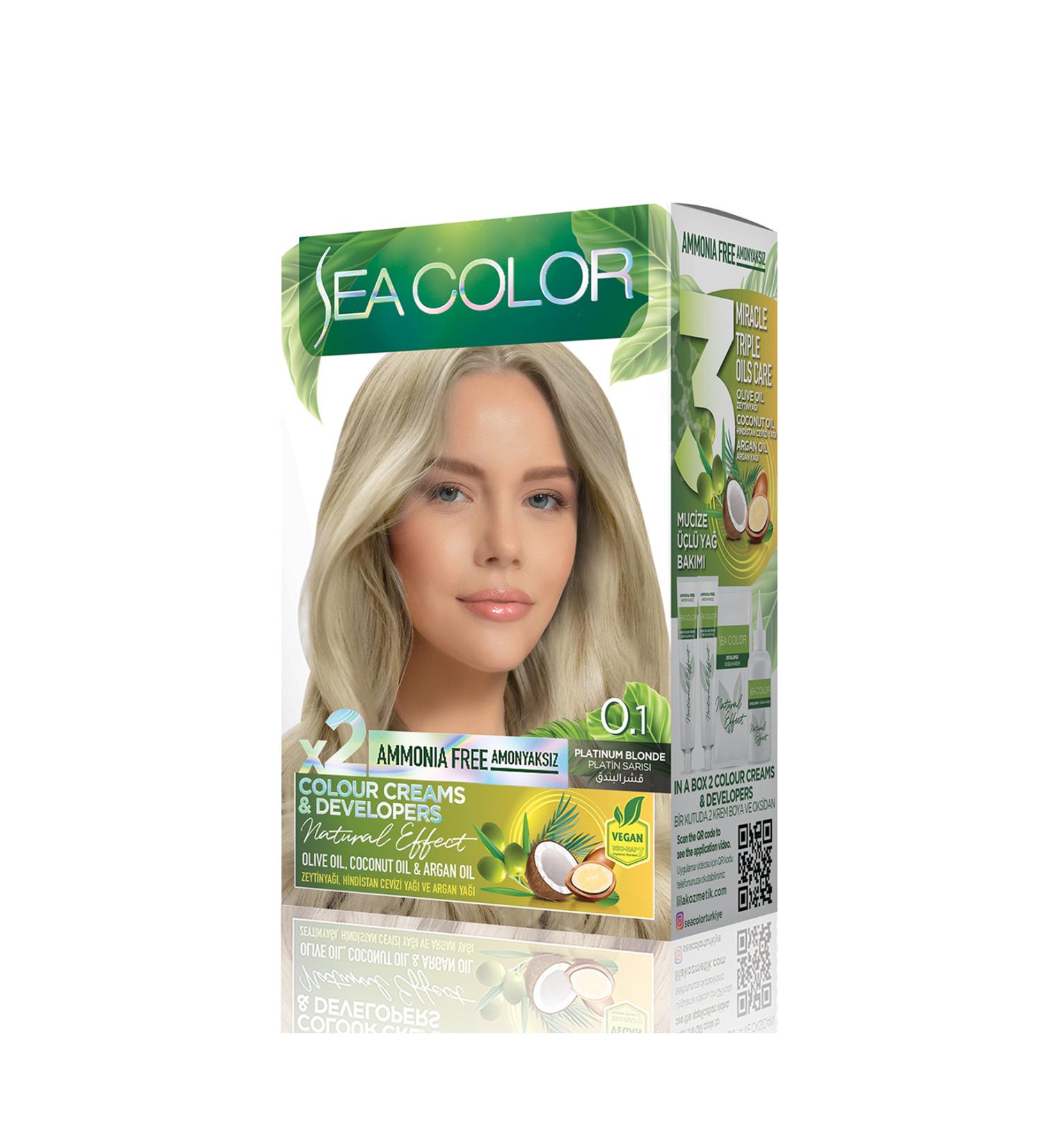 Sea Color Ammonia-Free Vegan Natural Nourishing Permanent Hair Dye0 White Cover (1 PACK 2 x 50 ML) - Buy Online on GoSupps.com