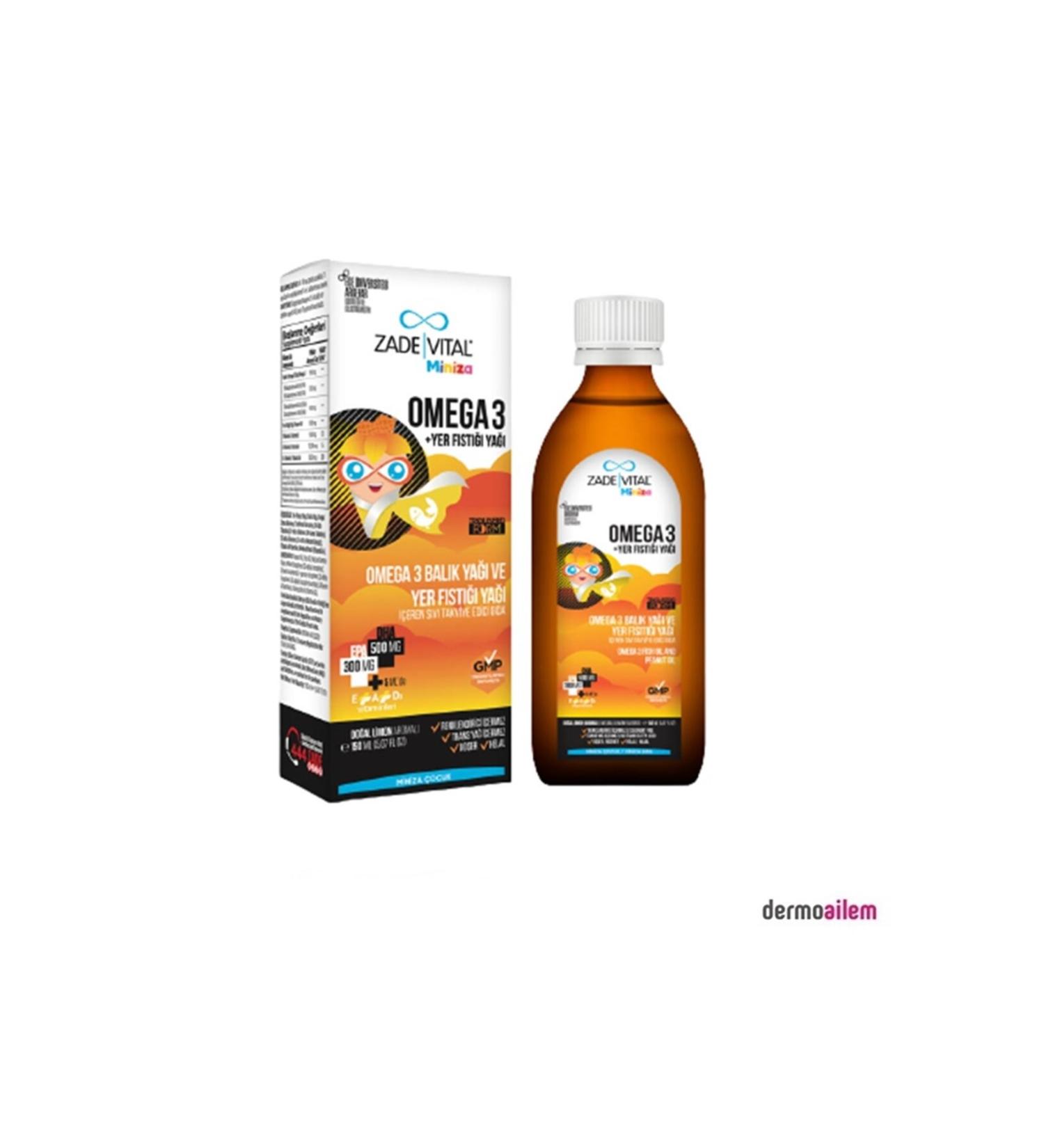 Zade Vital Miniza Omega 3 Peanut Oil Natural Lemon Flavored 150 ml