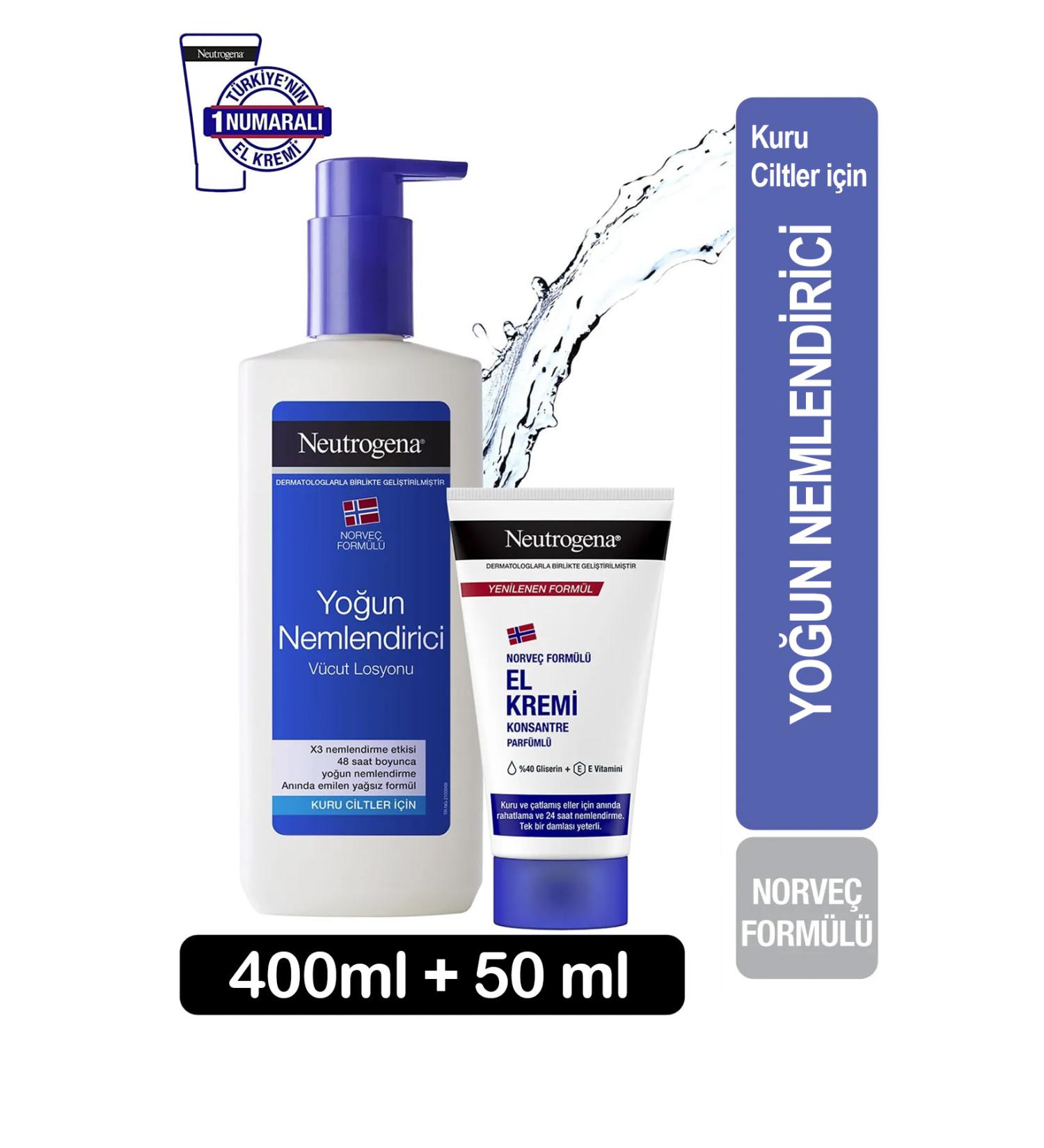 Neutrogena Intense Moisturizing Body Lotion 400 ml + Hand Cream 50 ml - Buy Online on GoSupps.com