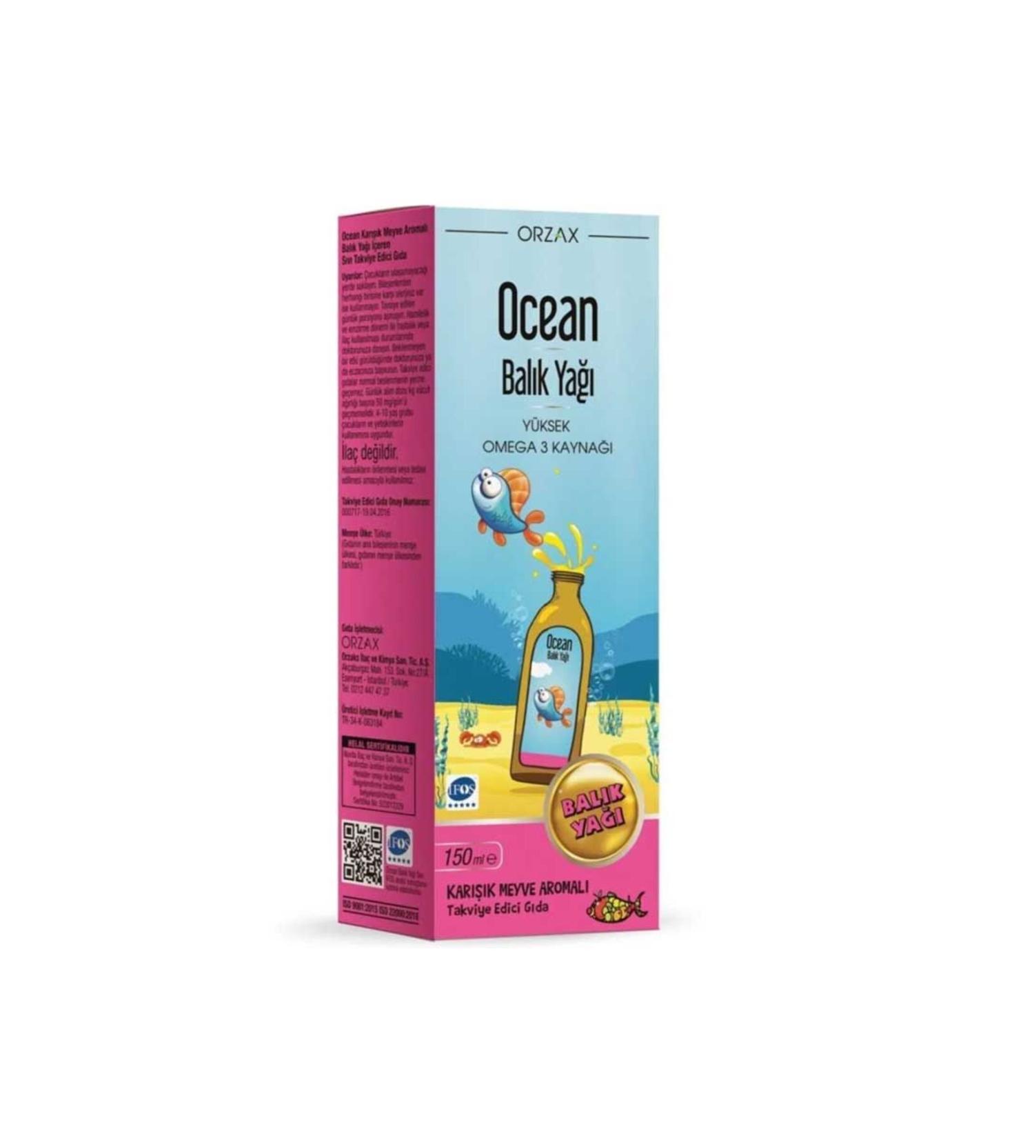 Ocean Fish Oil Omega-3 Syrup Mixed Fruit Flavor 150 ml Omega 3 fatty acid EPA and DHA