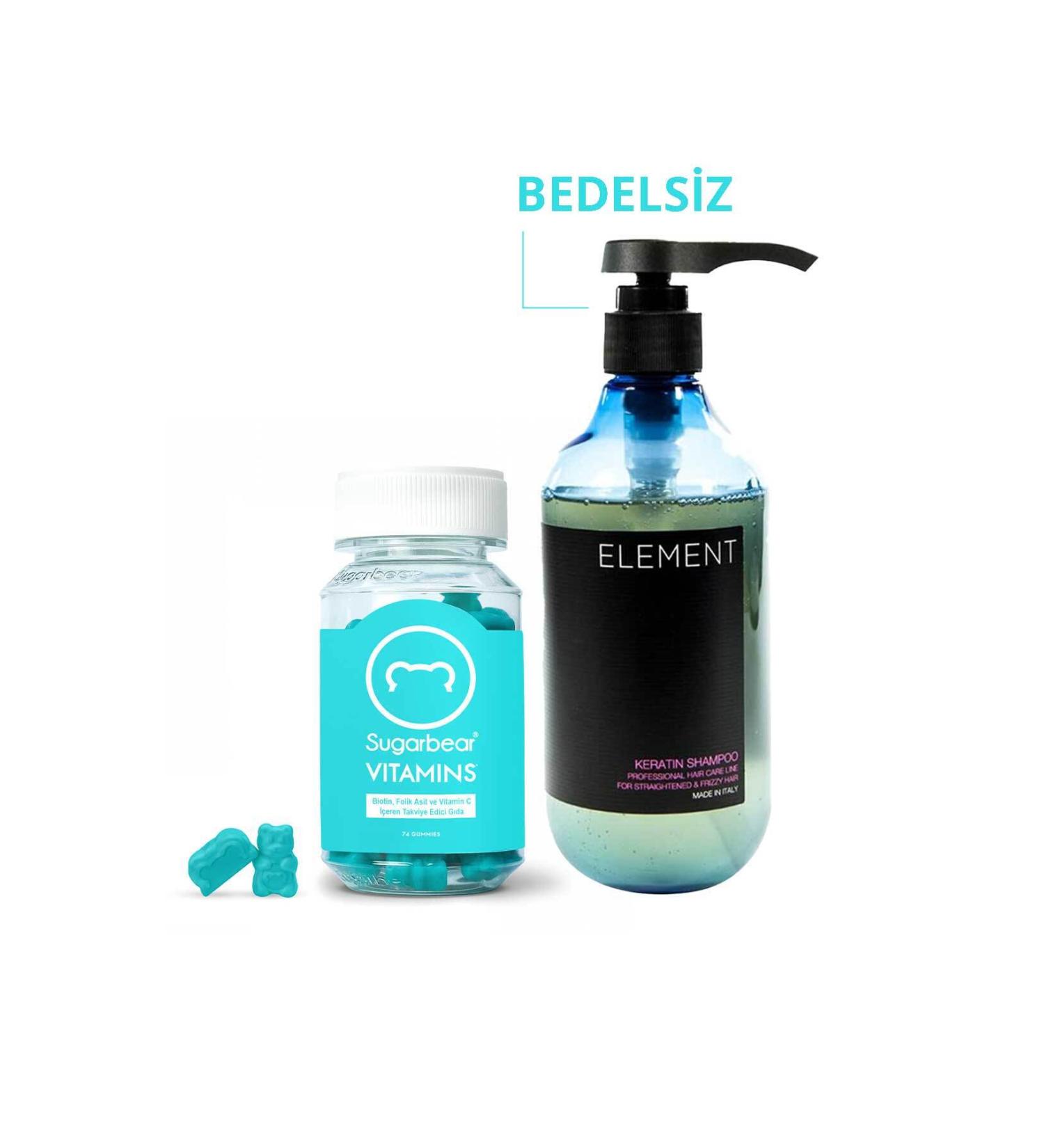 Sugarbear Sugar Bear Hair Vitamin 74 Capsules + Element Keratin Shampoo 500 ml - Buy Online on GoSupps.com