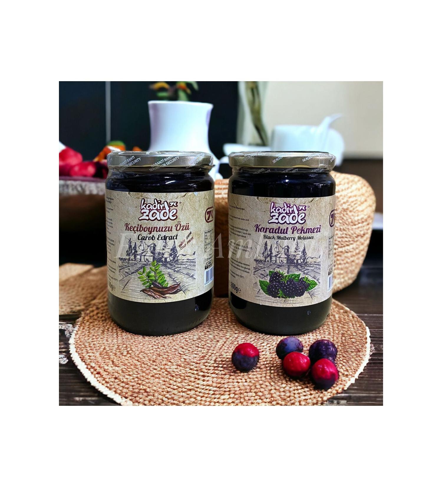 KADIRZADE Black Mulberry Molasses 800g and Carob Molasses 800g 2-pack