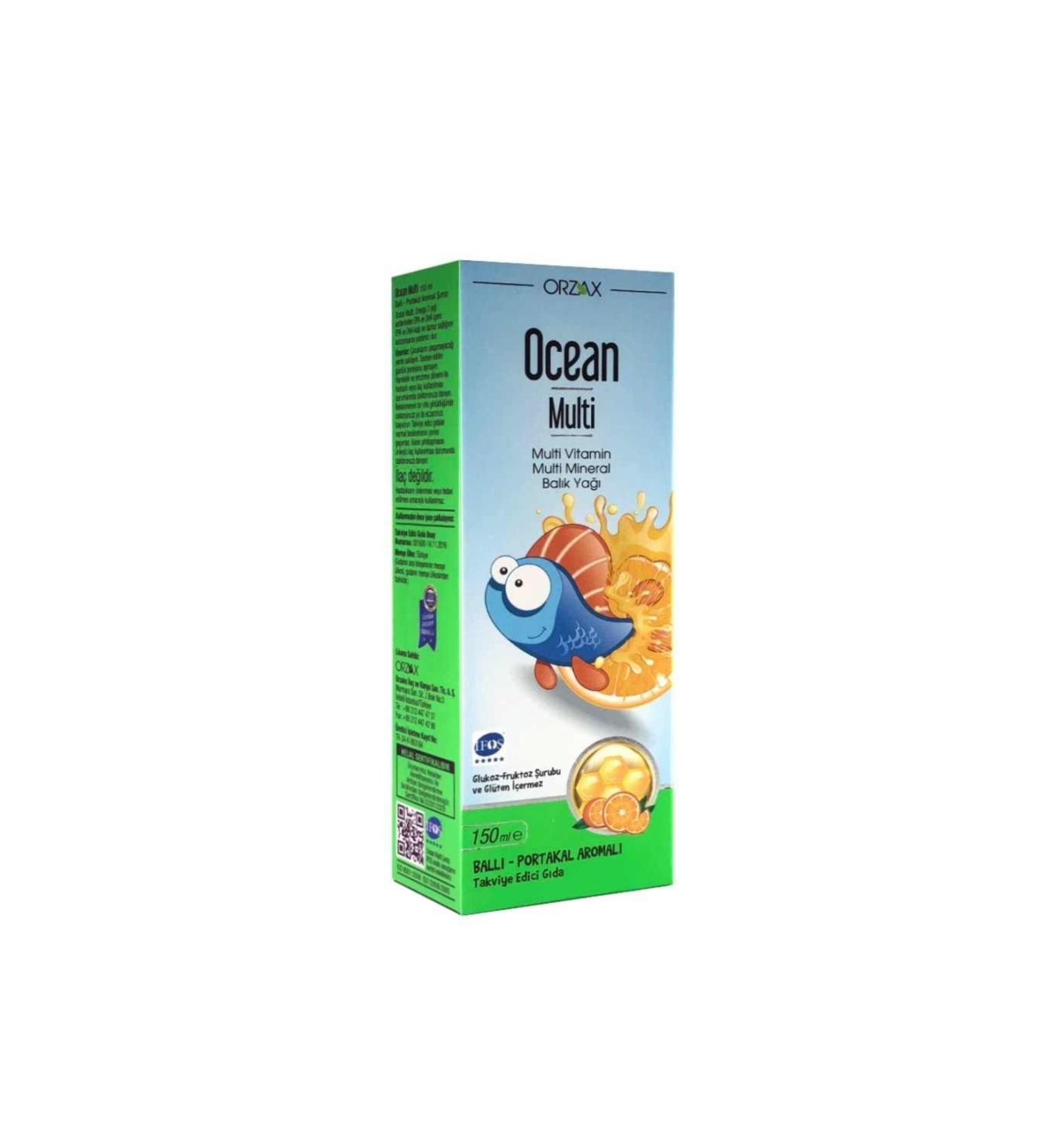 Ocean Multi Syrup Honey Orange Flavored Fish Oil 150 Ml