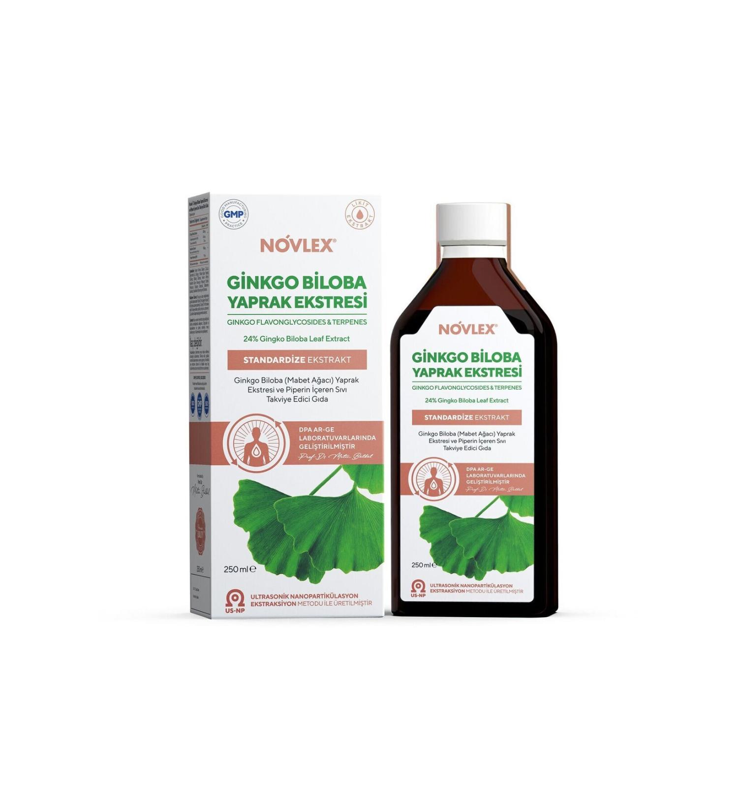 novlex Ginkgo Biloba and Piperine Extract Liquid Supplement 250 ml - Buy Online on GoSupps.com
