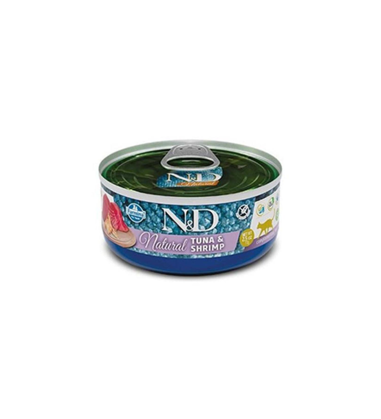 N & D Natural Tuna Fish and Shrimp Canned Cat Food 140 Gr
