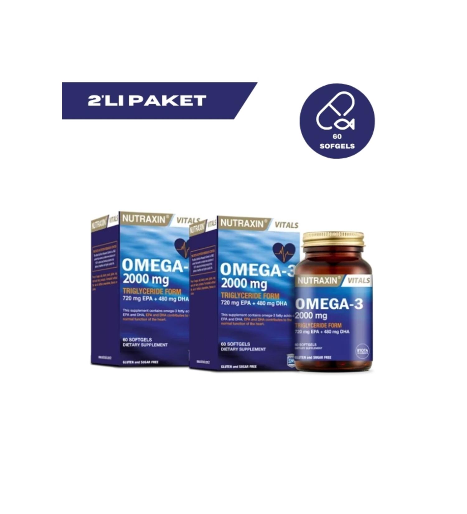 Nutraxin Omega 3 2000 mg 60 Capsules | Pack of 2