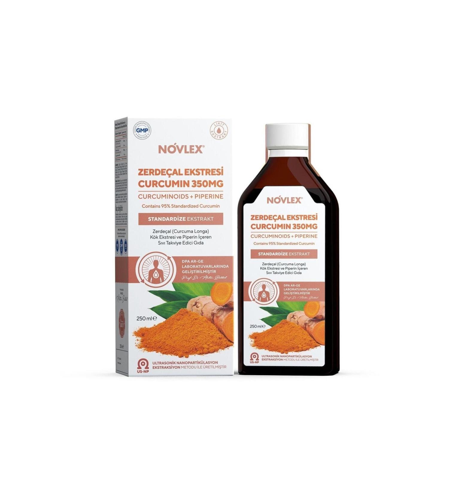 novlex Turmeric - Food Supplement Containing Curcumin (Turmeric) and Piperine Extract (Extract) 250 ml - Buy Online on GoSupps.com