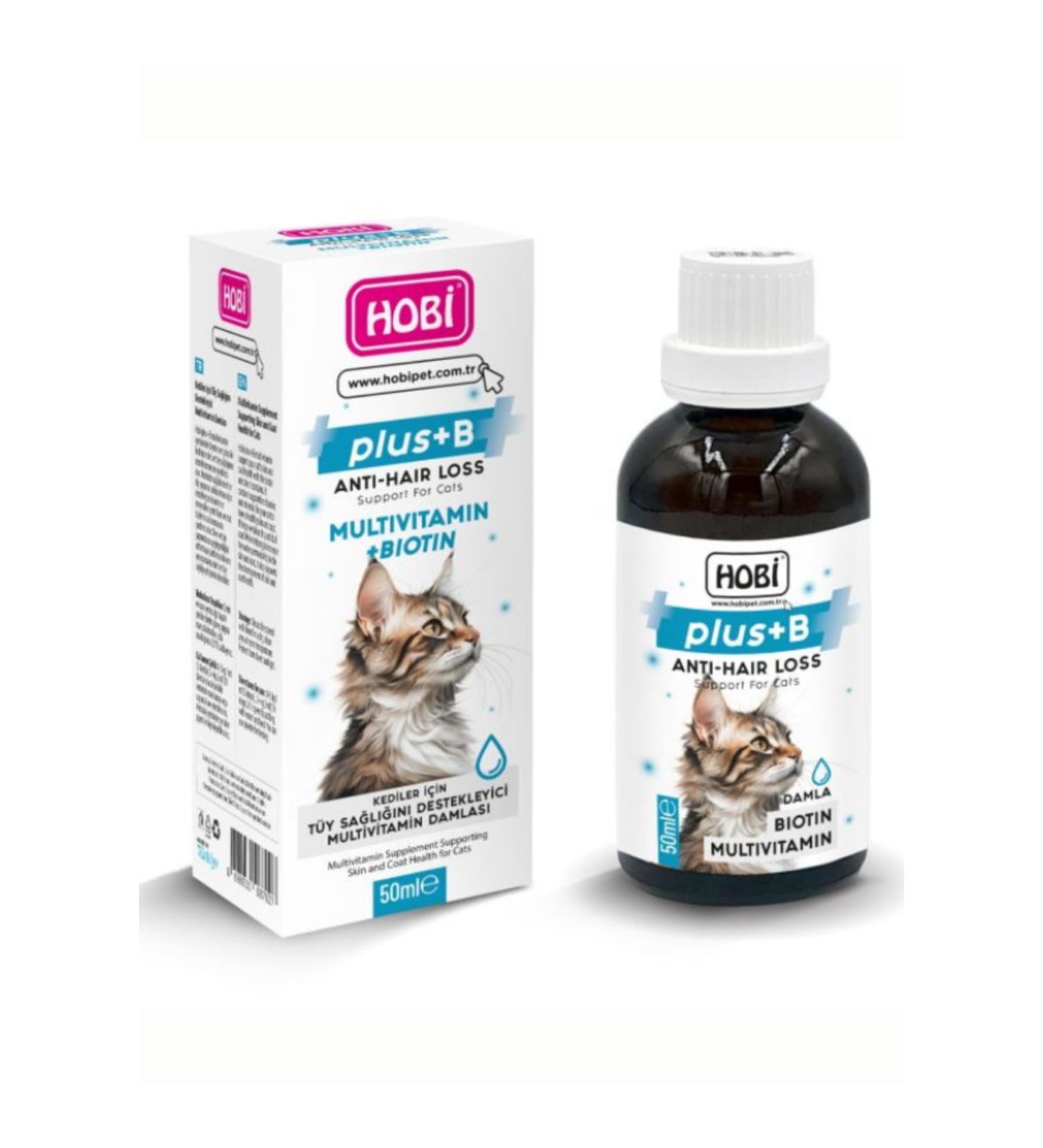 Elitpetmarket Hobby Plus B Multivitamin Drops for Cats to Support Hair Health 50ml