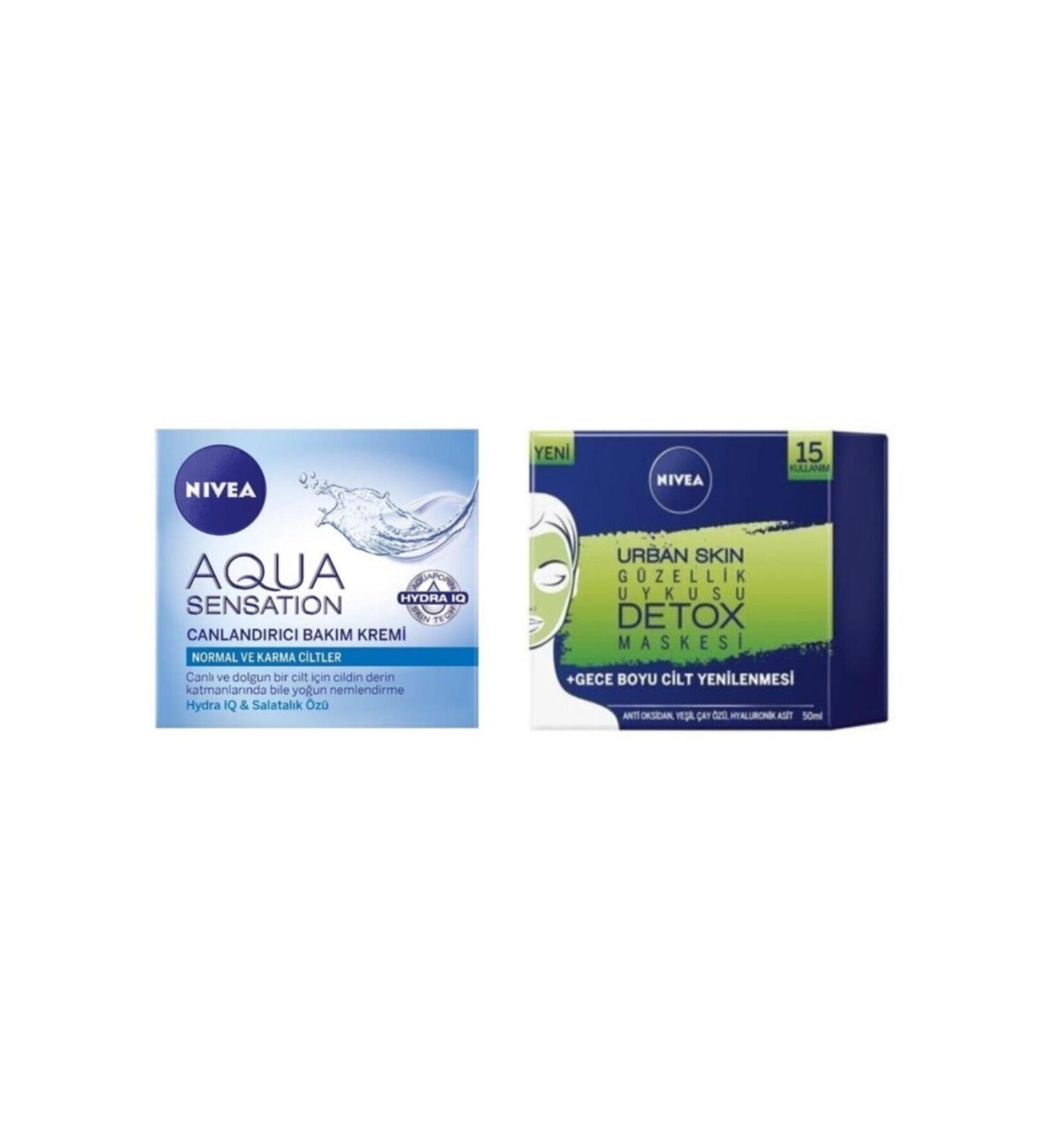 NIVEA Aqua Sensation Revitalizing Care Cream 50 Ml & Detox Beauty Sleep Mask - Urban Skin 50 Ml - Buy Online on GoSupps.com