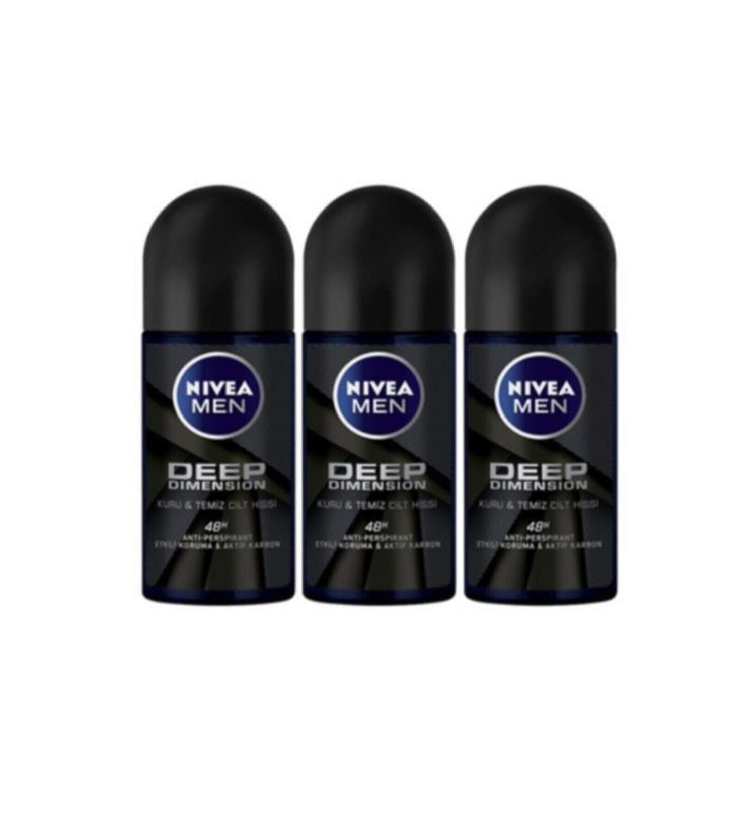 NIVEA Men Deep Dimension 48h Roll On 50 ml X 3 Pieces