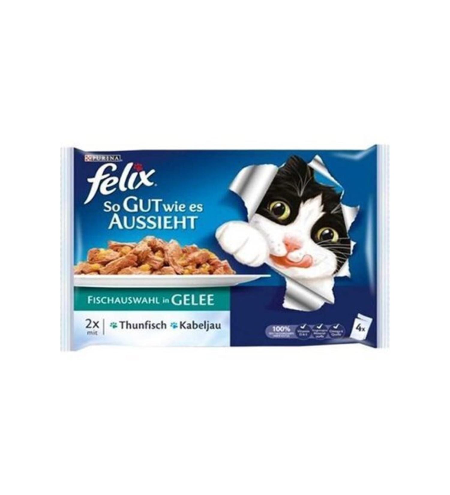 FELIX Cod and Tuna Canned Cat Food 100 Gr (Pack of 4)