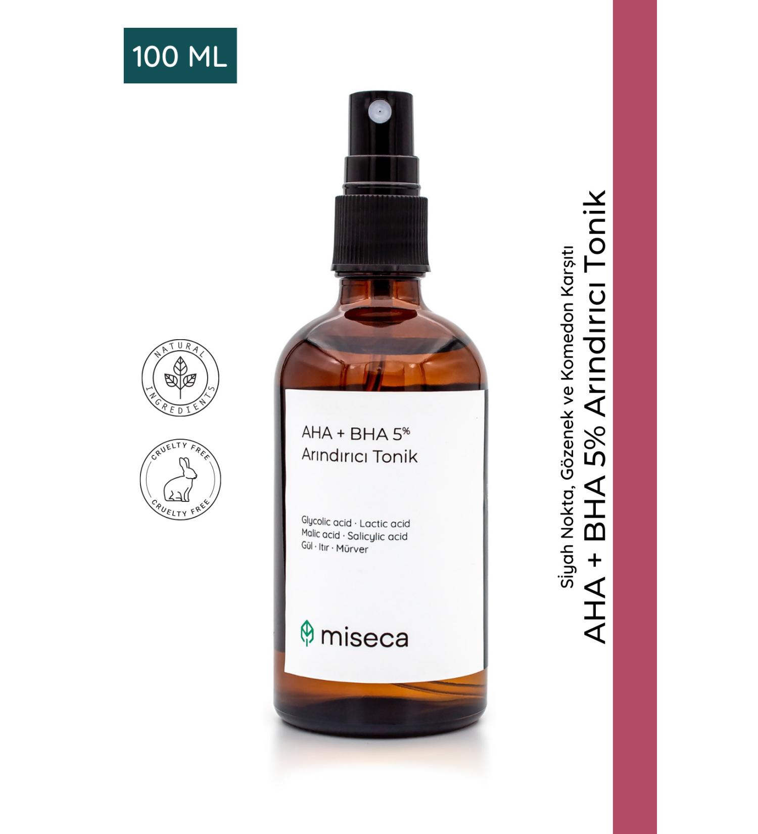 miseca Aha + Bha 5% Purifying Tonic 100 ml Anti-Pore and Anti-Blackhead Rose and Geranium Water