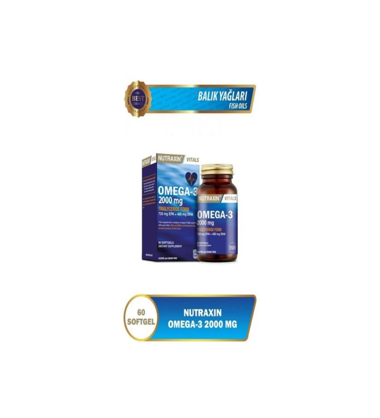Nutraxin Omega 3 Fish Oil - Omega 3 2000 Mg - EPA DHA GOED