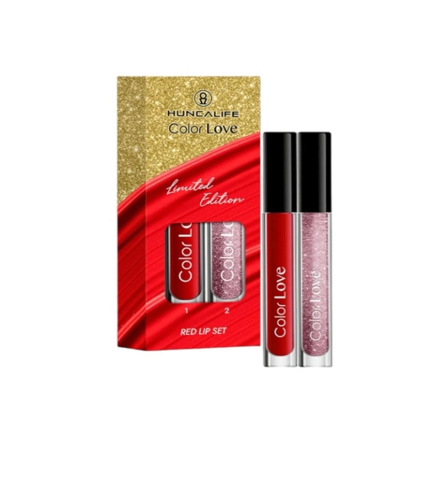 Huncalife Color Love Matte Liquid Lipstick Red Color Love Glitter Lip Gloss