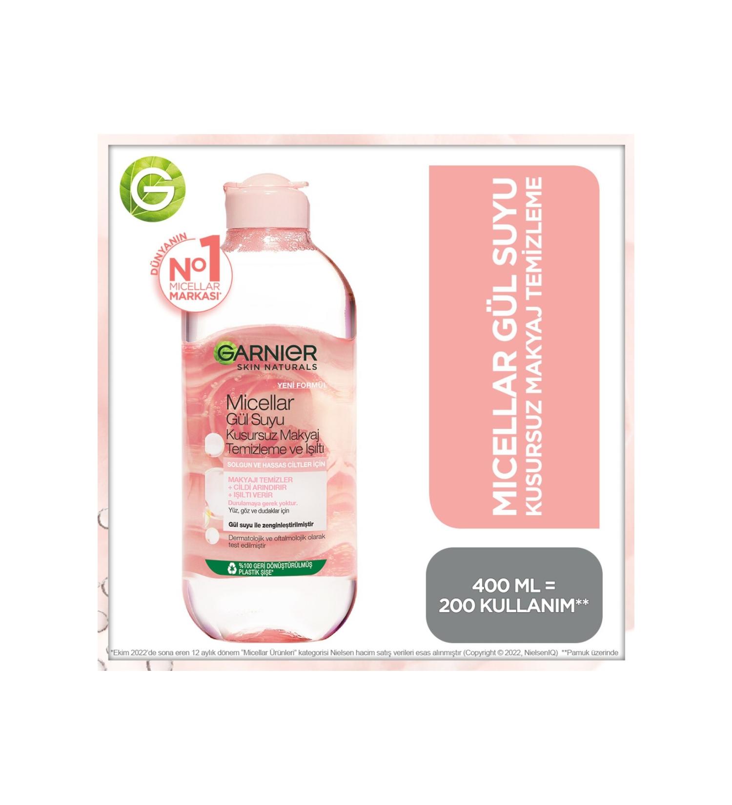 Garnier Rose Micellar Makeup Remover Water Cleanses and Purifies