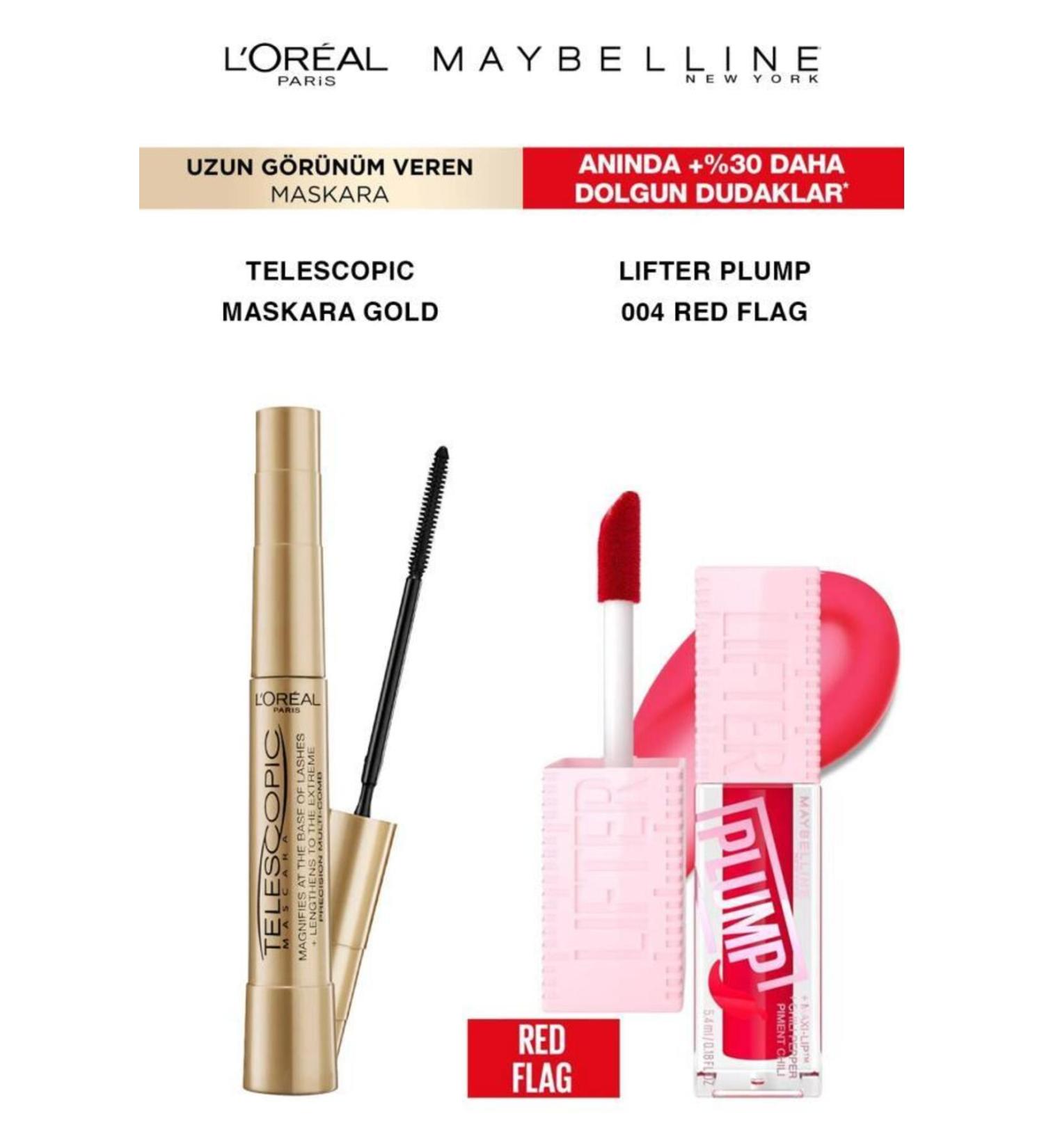 Maybelline New York Loreal Telescopic Mascara Long Lashes-Maybelline Lifter Plump Smooth Full Lips 004 - Buy Online on GoSupps.com