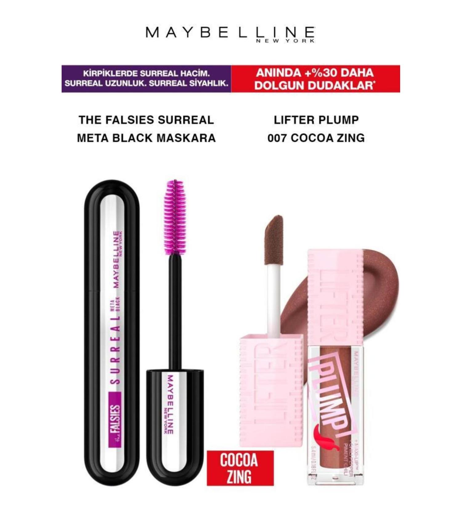 Maybelline New York Maybelline Surreal Meta Black Mascara Intense Volume Lashes-Lifter Plump Full Lips 007 - Buy Online on GoSupps.com