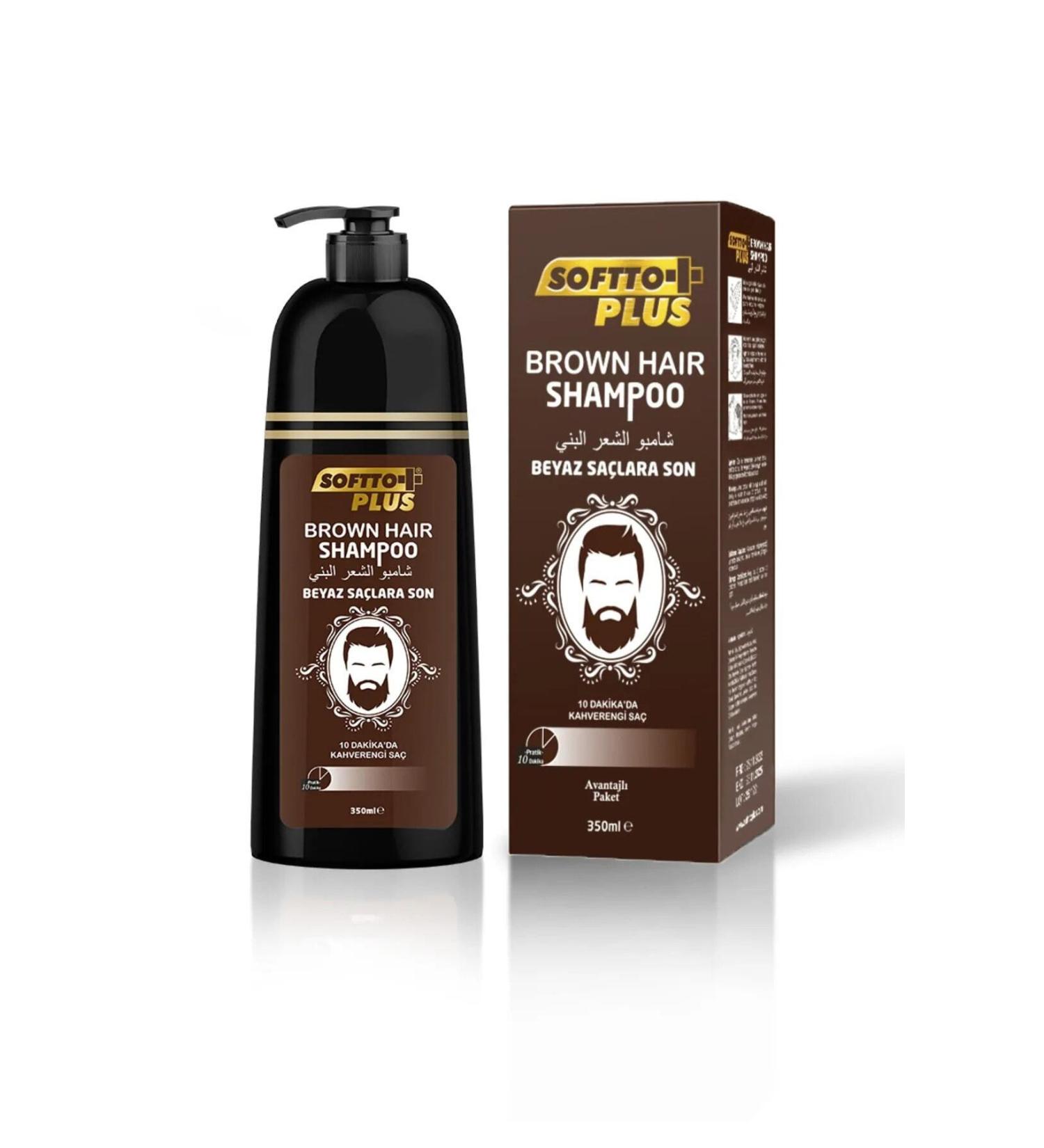Softto Plus Dark Brown Pump Shampoo for White Hair 350 ML.