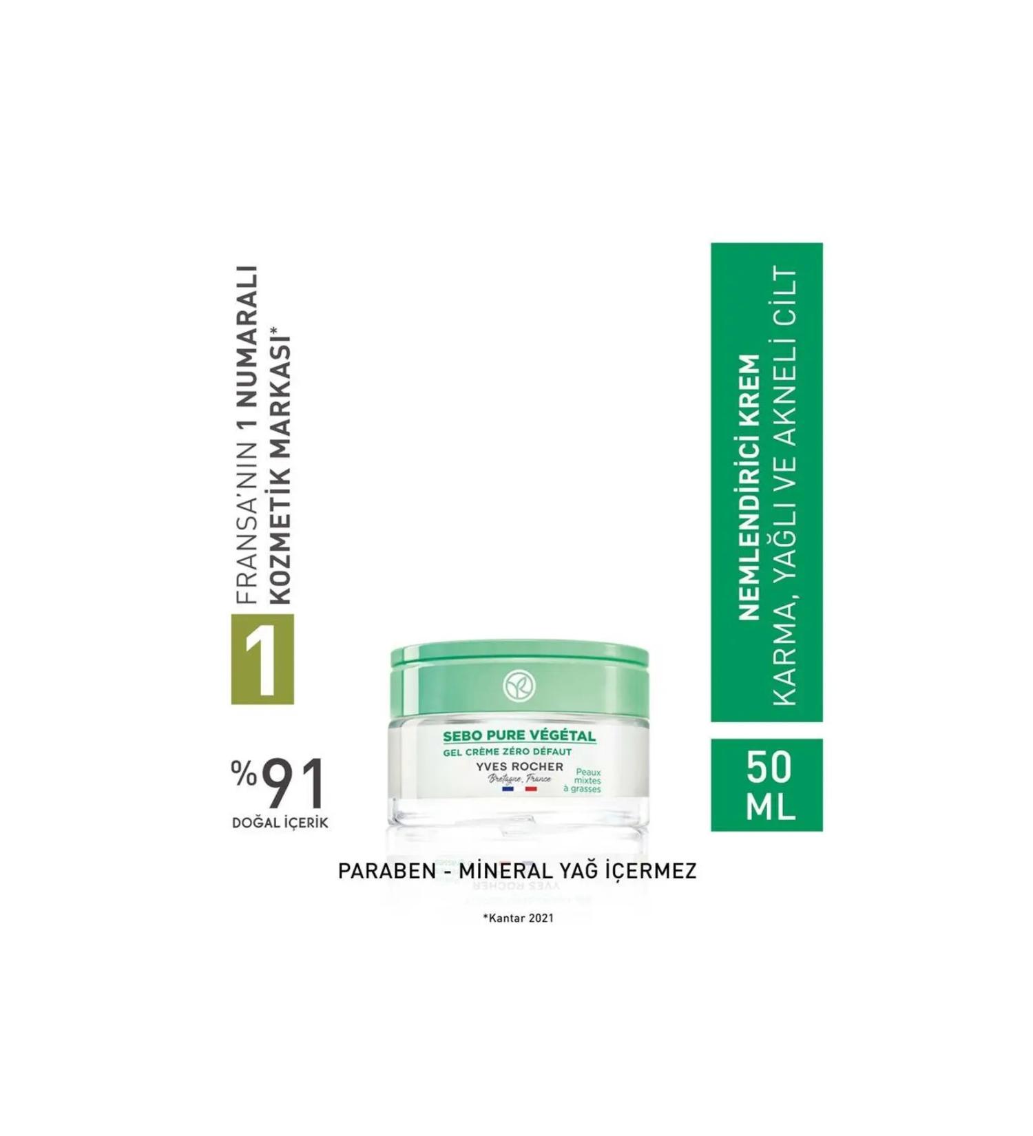 Yves Rocher Sebo Pure Vegetal-Zinc & Salicylic Acid Pore Tightening Anti-Spot Moisturizing Face Cream - Buy Online on GoSupps.com