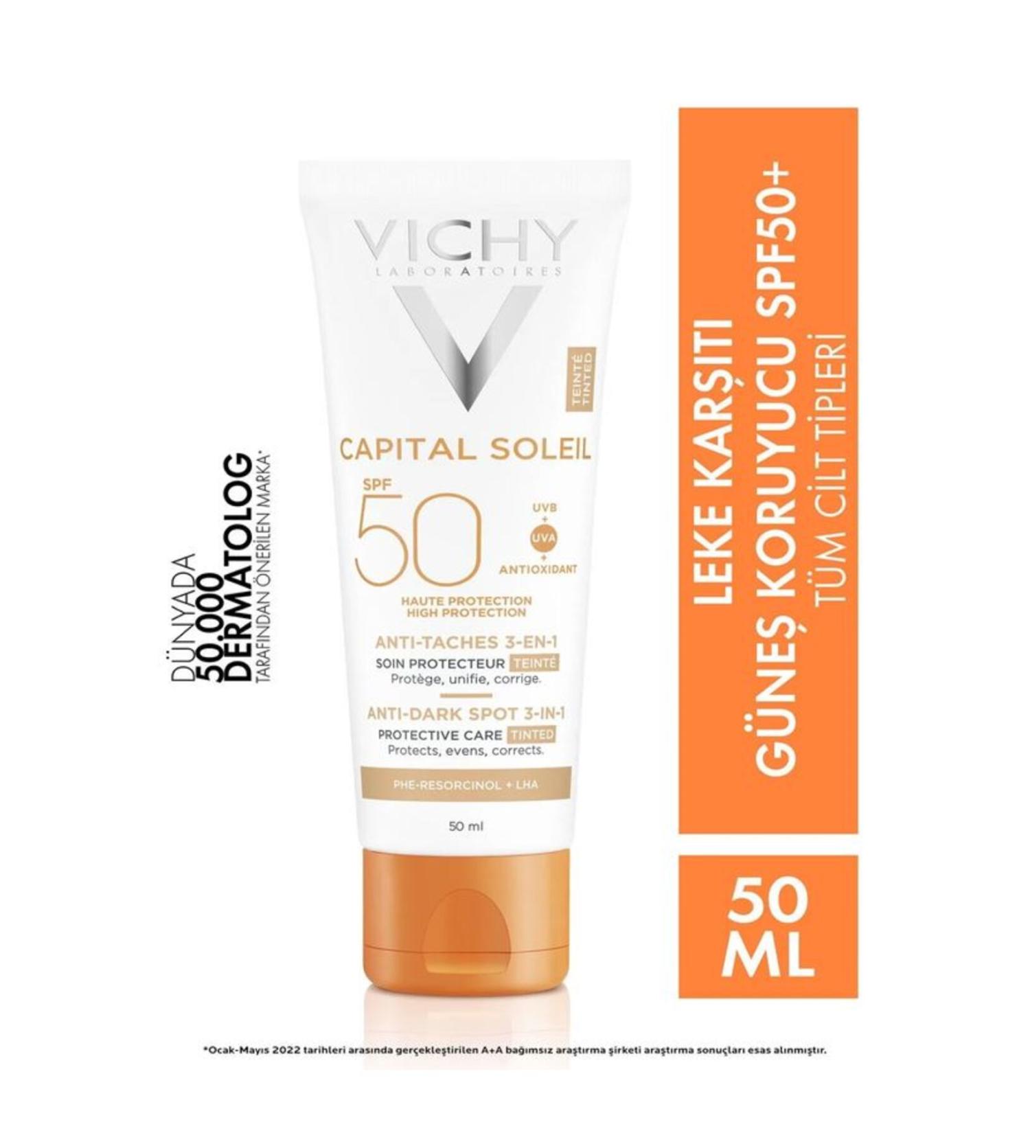 Vichy CAPITAL SOLEIL Very High Protection Anti-Spot Face Cream - SPF 50+ (UVA+UVB)-50 ML