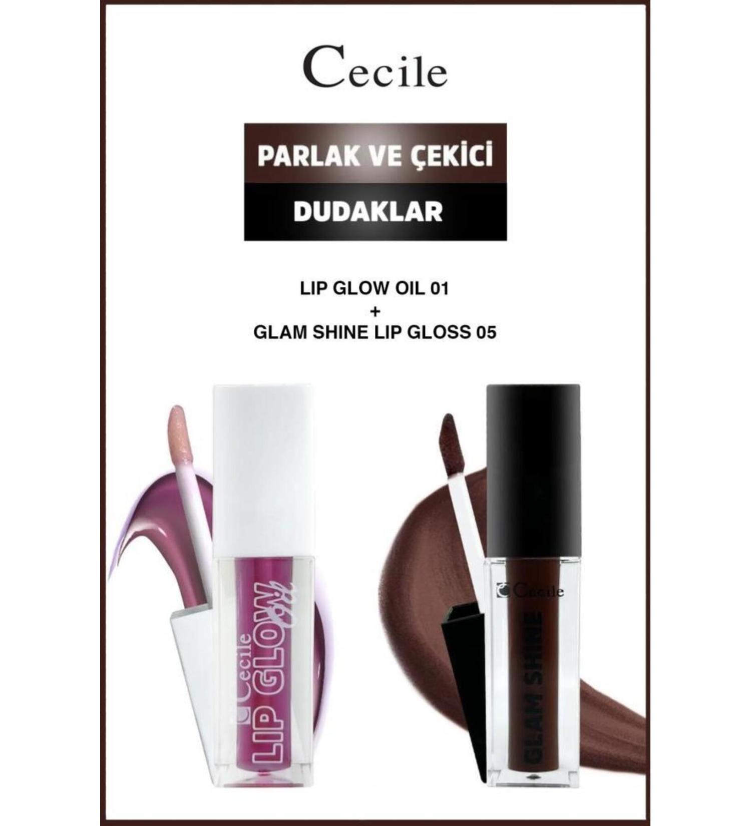 Cecile Glam Shine-Lip Oil Shiny Lips Care and Makeup Set 01-05 - Buy Online on GoSupps.com