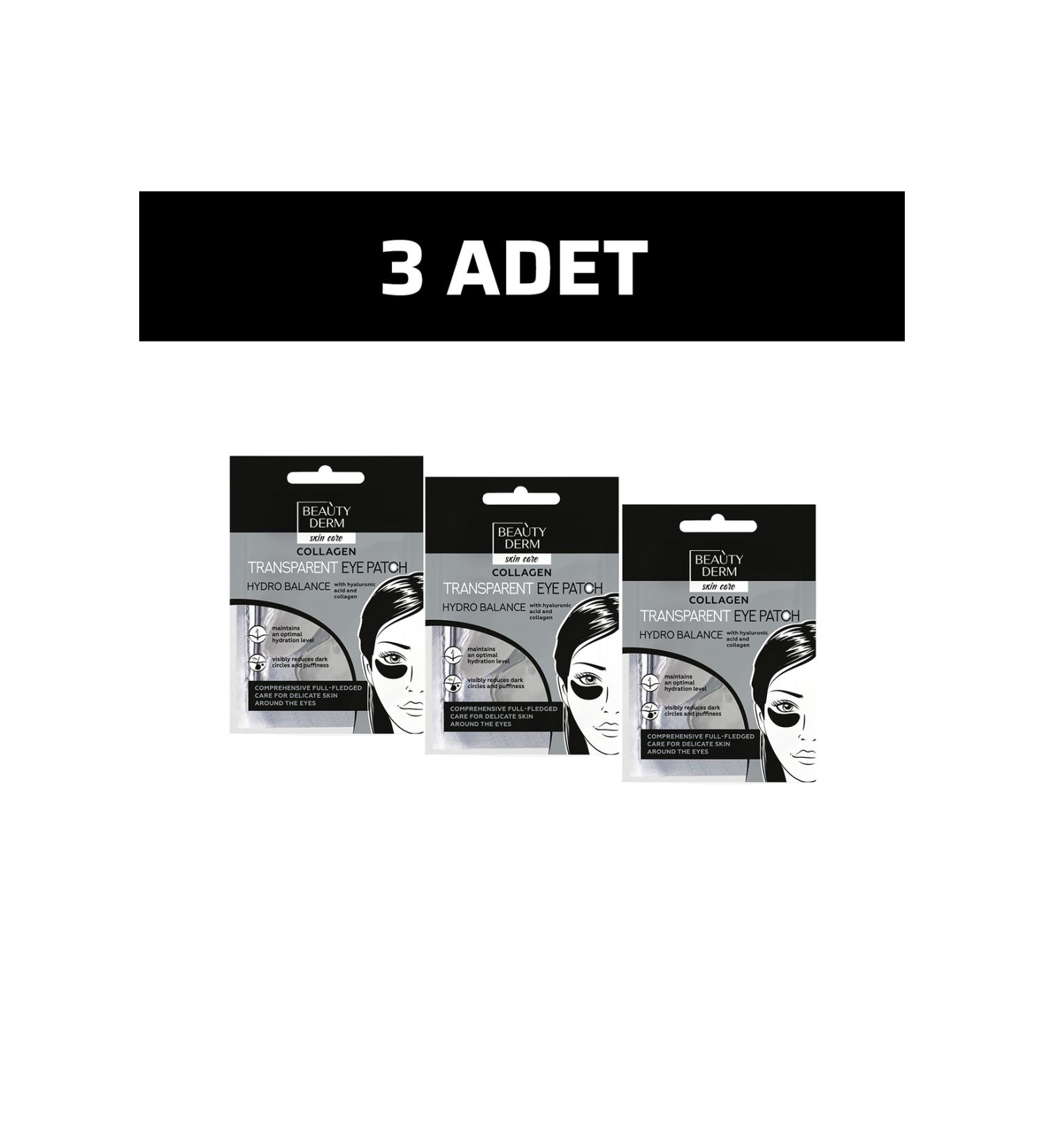 BEAUTY DERM Under Eye Mask Transparent Collagen Patch Anti-Stain 3 PCS