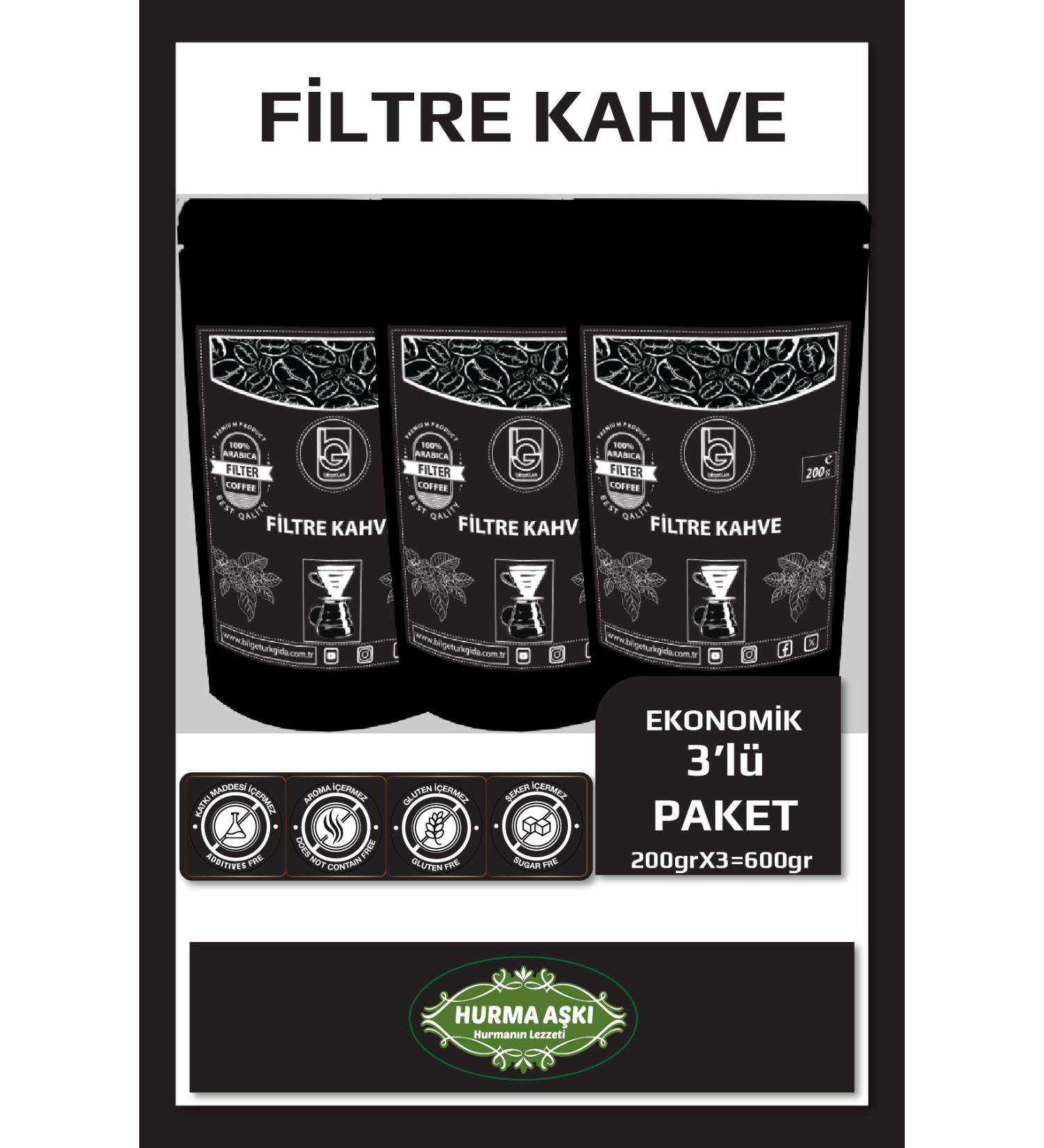 Bilgeturk Food Bilgeturk Filter Coffee 200GrX3 600Gr