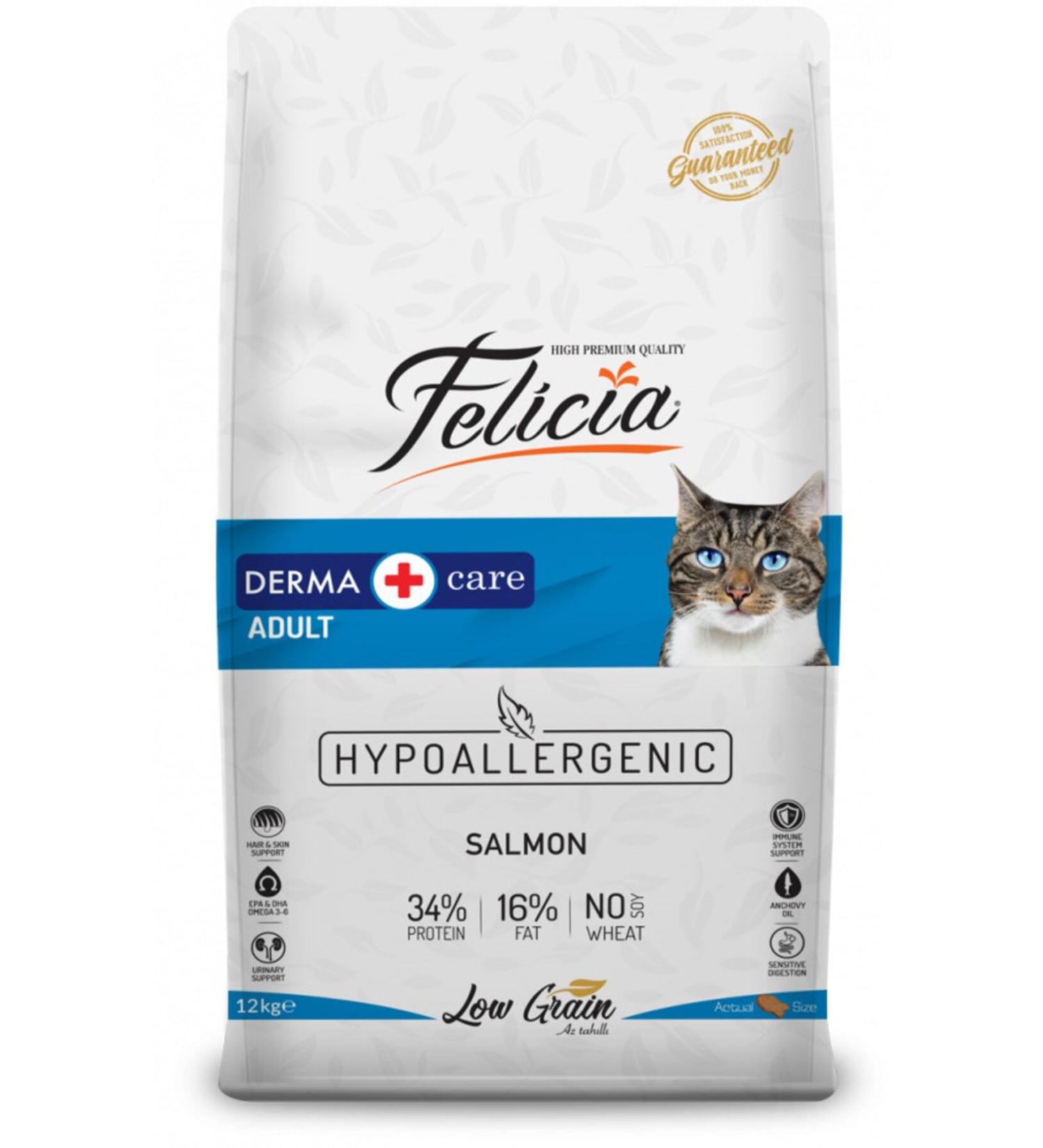 Felicia Low Grain Hypoallergenic Cat 12kg Adult Cat Food with Salmon Salmon Hypoallergenic