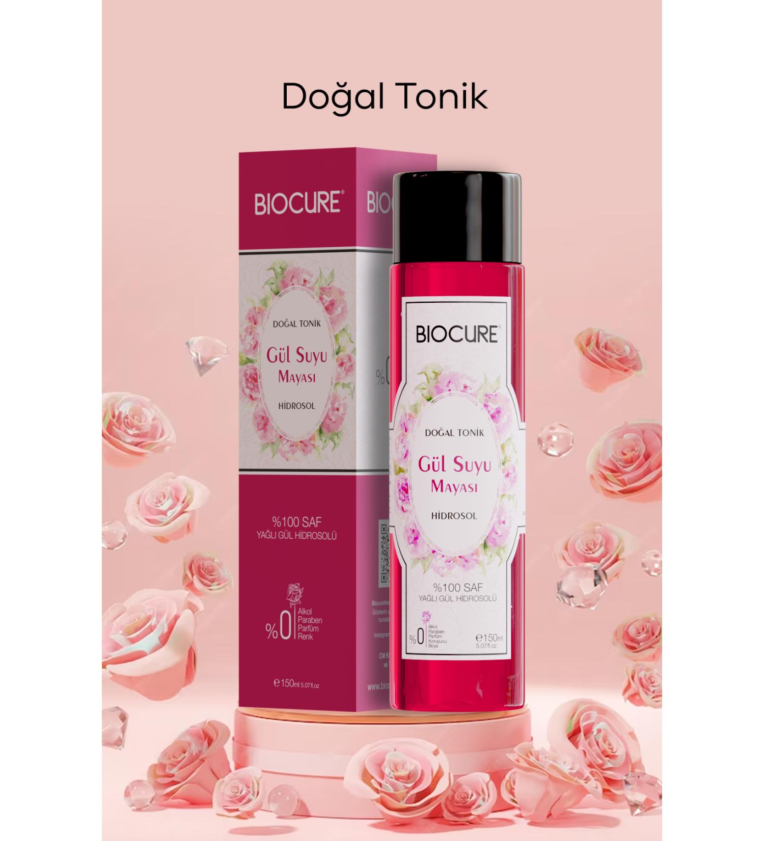 Biocure Rose Water Yeast 0 Pure Oil Rose Hydrosol - Brightening and Pore Tightening Tonic 150 Ml - Buy Online on GoSupps.com