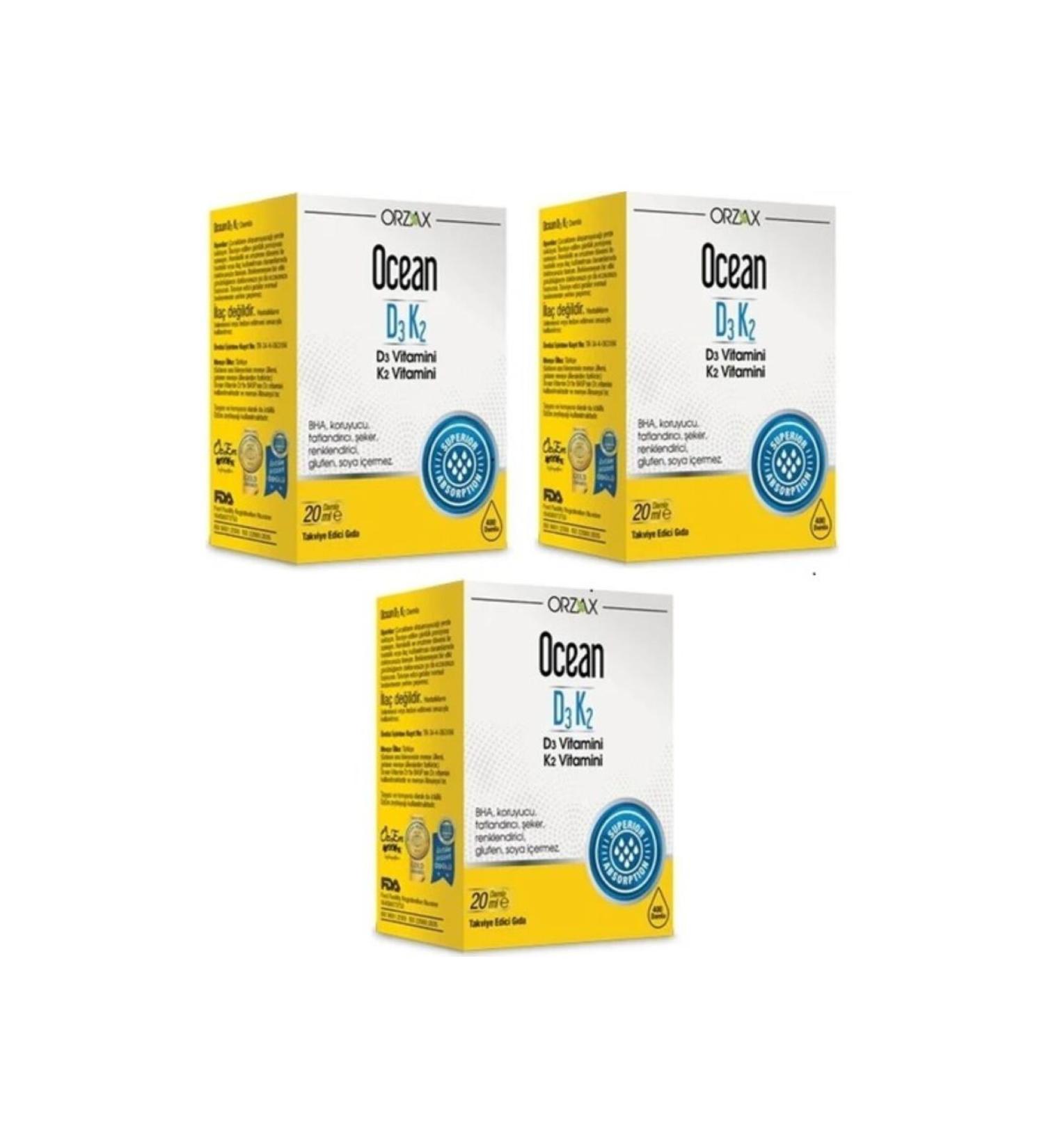 Ocean D3 K2 20ml Drops 3 Pack