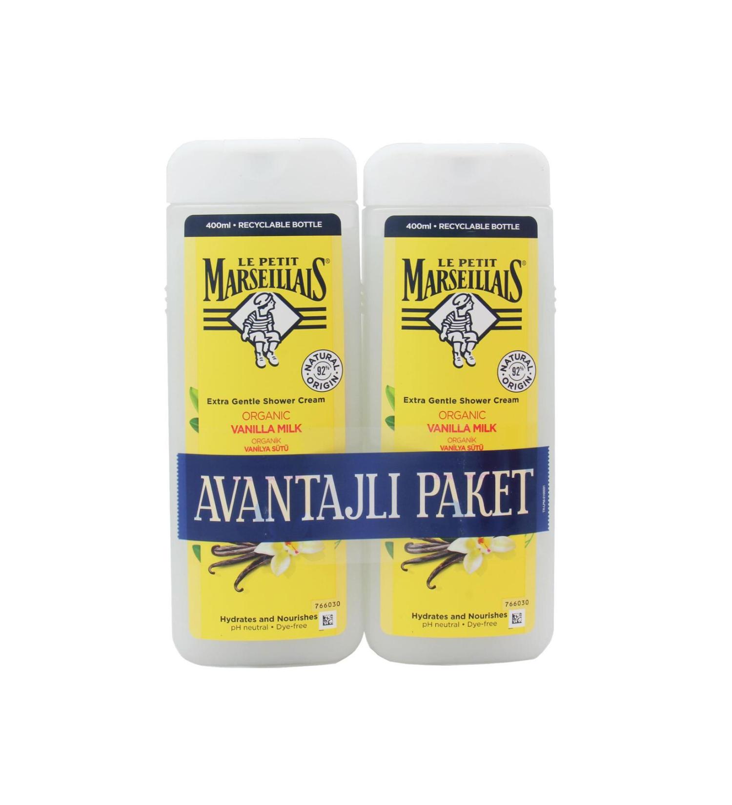 Le Petit Marseillais Extra Soft Formula Organic Vanilla Milk Shower Gel 2 X 400 ml
