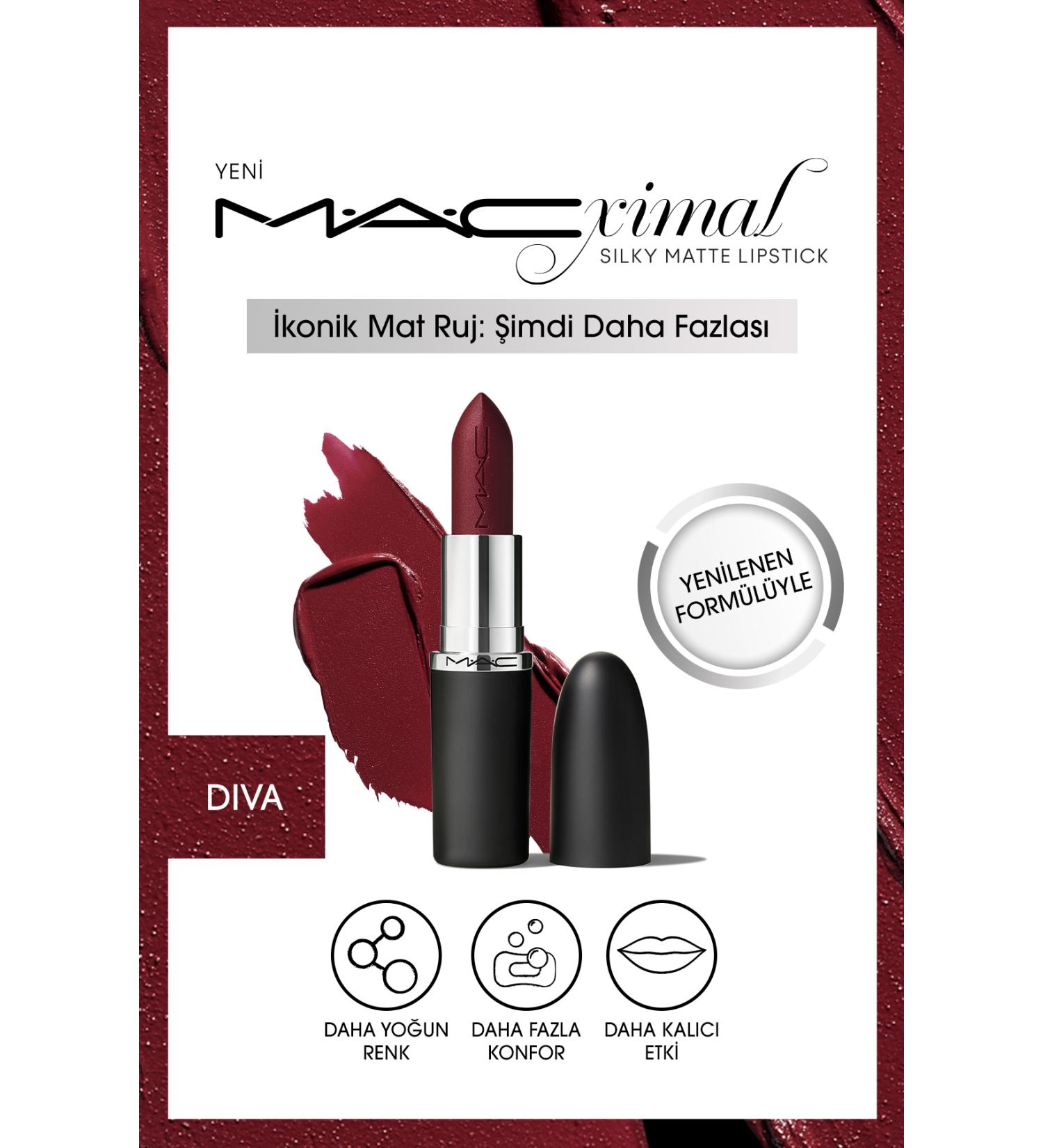 Mac NEW Permanent - Diva - M A CXIMAL Silky Matte Lipstick Moisturizing Effect Lipstick 3.5 g - Buy Online on GoSupps.com