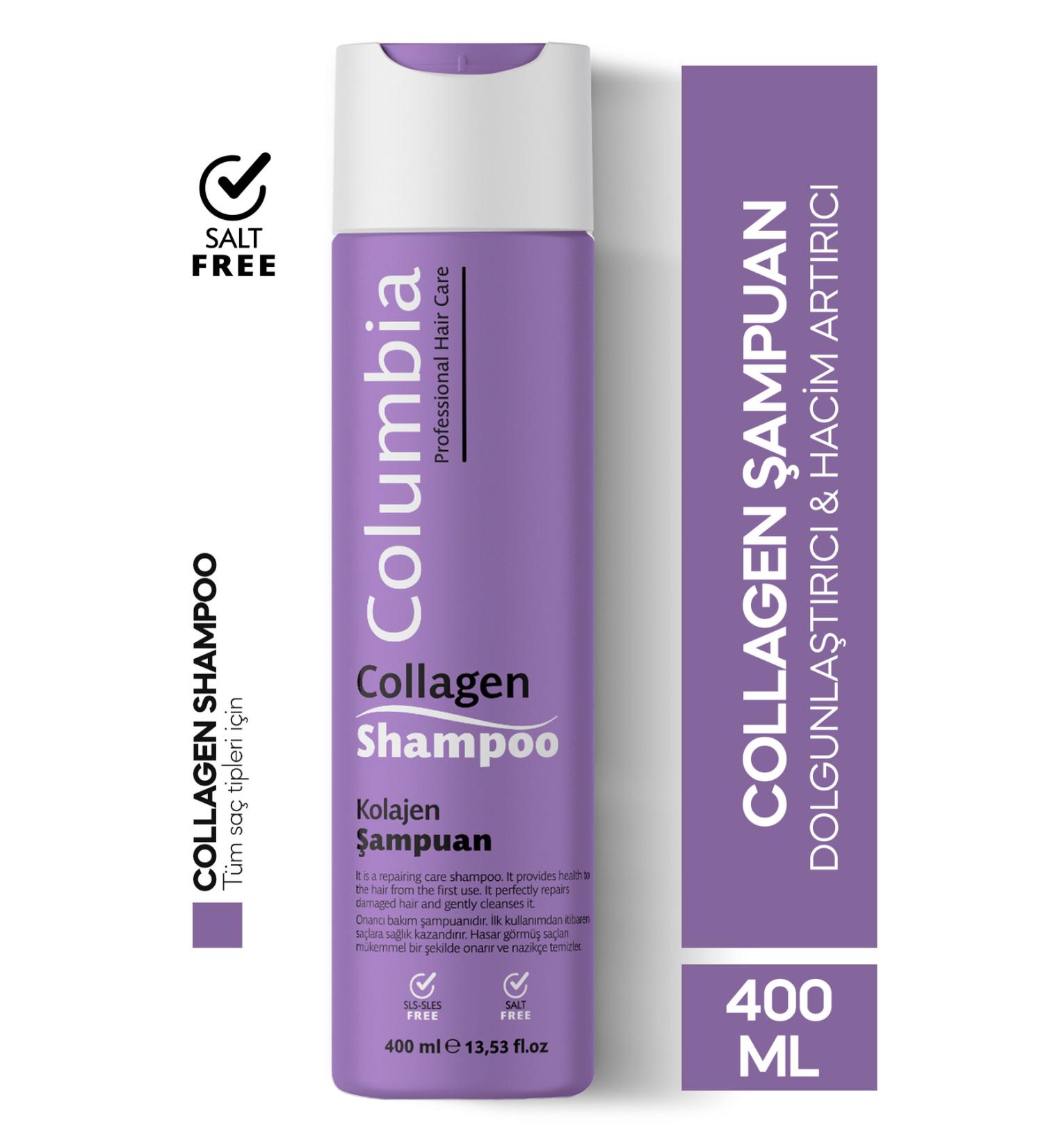 Columbia Salt-Free Collagen & Biotin Extra Volume & Plumping Shampoo 400 ml - Buy Online on GoSupps.com