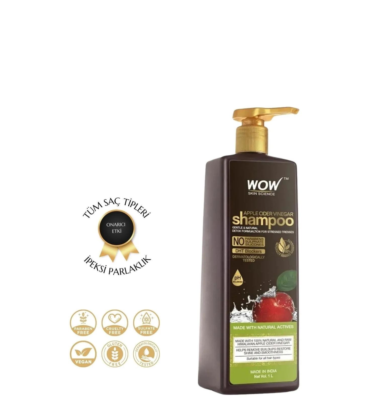 WOW Skin Science Apple Cider Vinegar Shampoo-Ecocert Certified 0 Pure Apple Cider Vinegar-Dandruff and Flaking 1 L - Buy Online on GoSupps.com