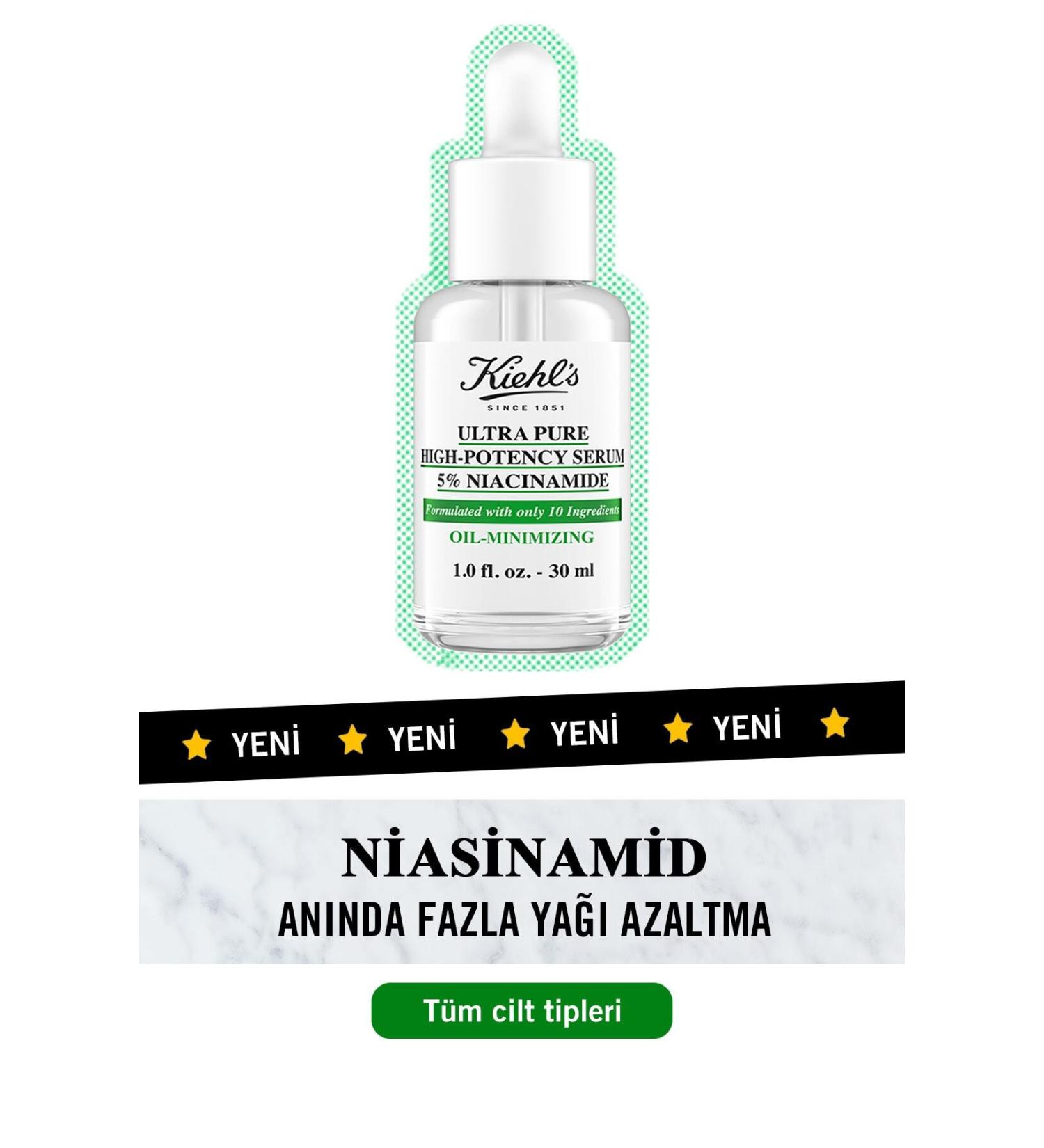 Kiehl's SMOOTH SKIN-ULTRA PURE 5% NIACINAMIDE OIL REDUCING FACE SERUM KEYON908