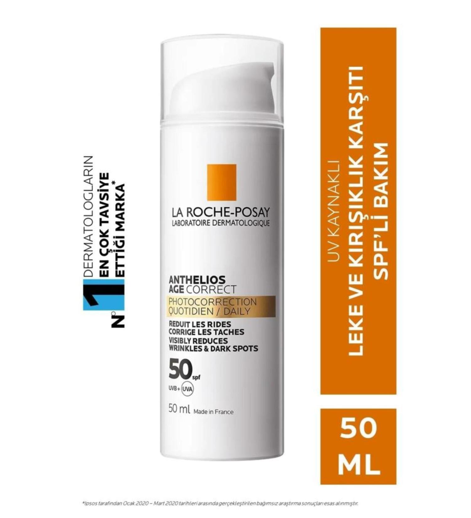 La Roche Posay Anthelios Age Correct Spf 50 Anti-Blemish and Anti-Wrinkle Face Sun Cream 50 Ml - Buy Online on GoSupps.com