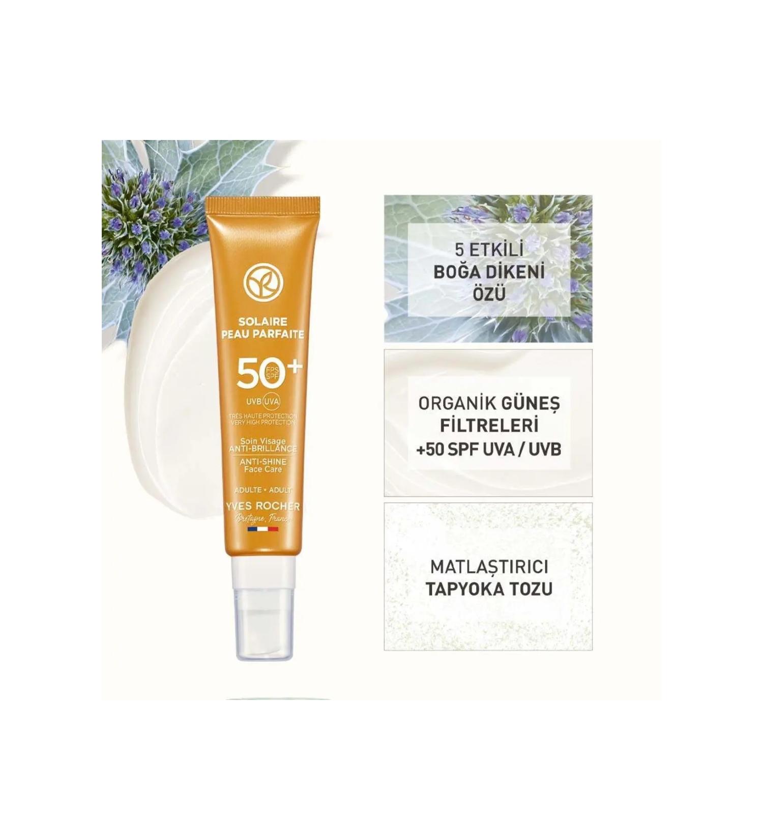 Yves Rocher Solaire Peau Parfaite-UVA/UVB Anti-Shine Face Sun Cream with SPF50+ Protection for Oily Skin 40ml - Buy Online on GoSupps.com