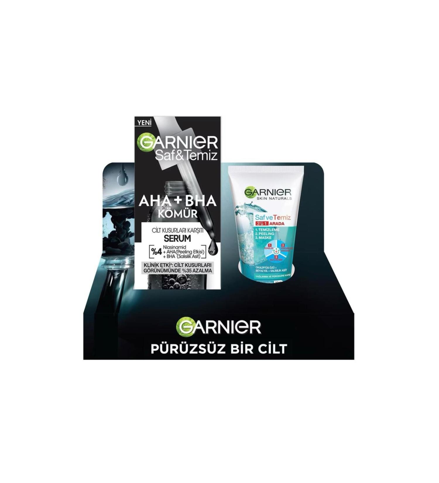 Garnier Pure & Clean AHA+BHA Charcoal +Skin Naturals 3 in 1