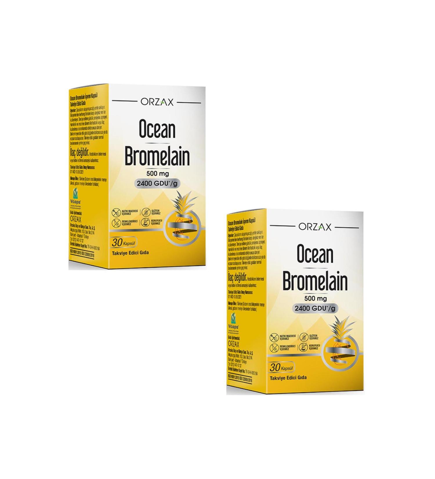 Ocean Bromelain 500 Mg Food Supplement 30 Capsules 2 Pieces
