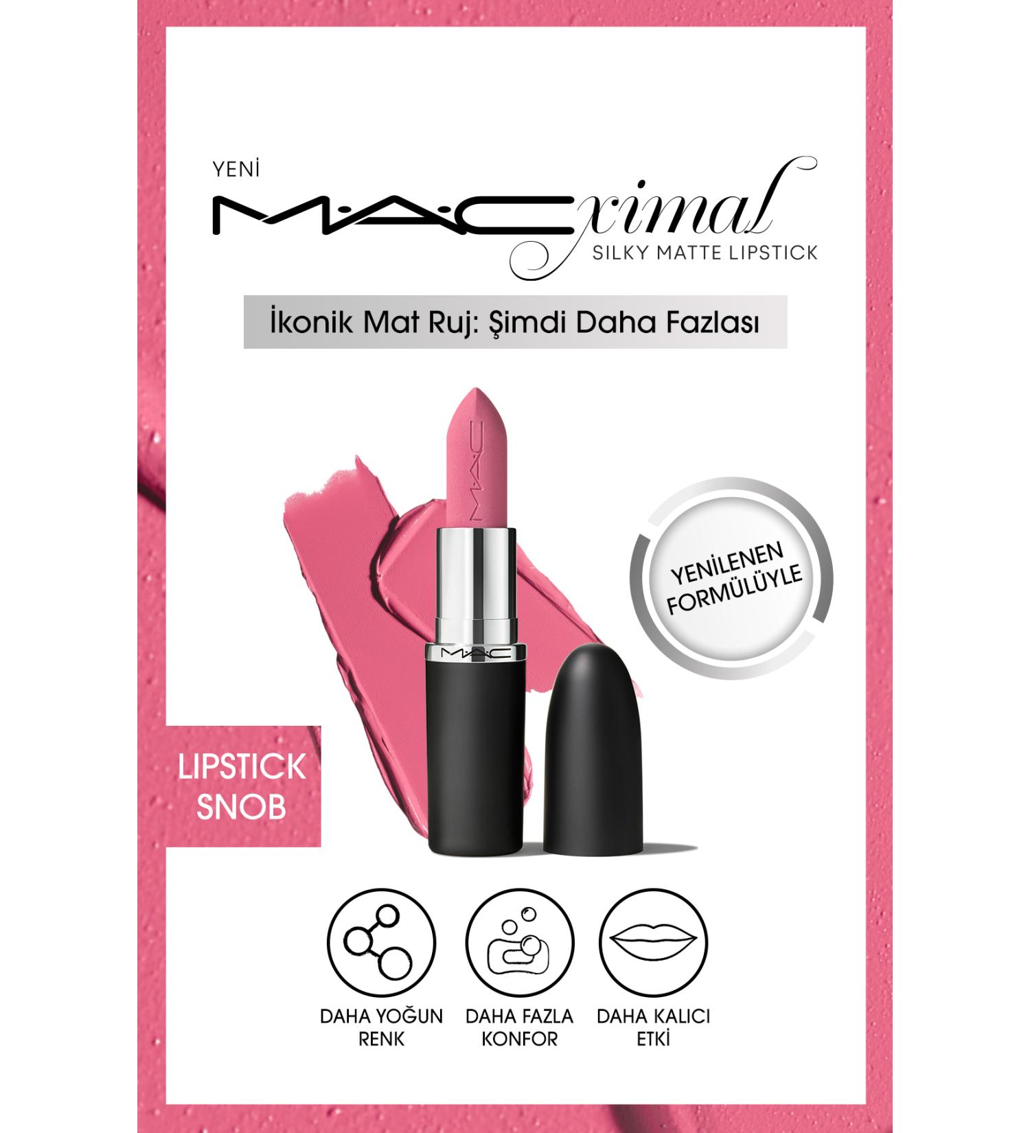 Mac LIPSTICK SNOB-M A CXIMAL Silky Matte Lipstick Intense Color Moisturizing Lipstick 3.5 g
