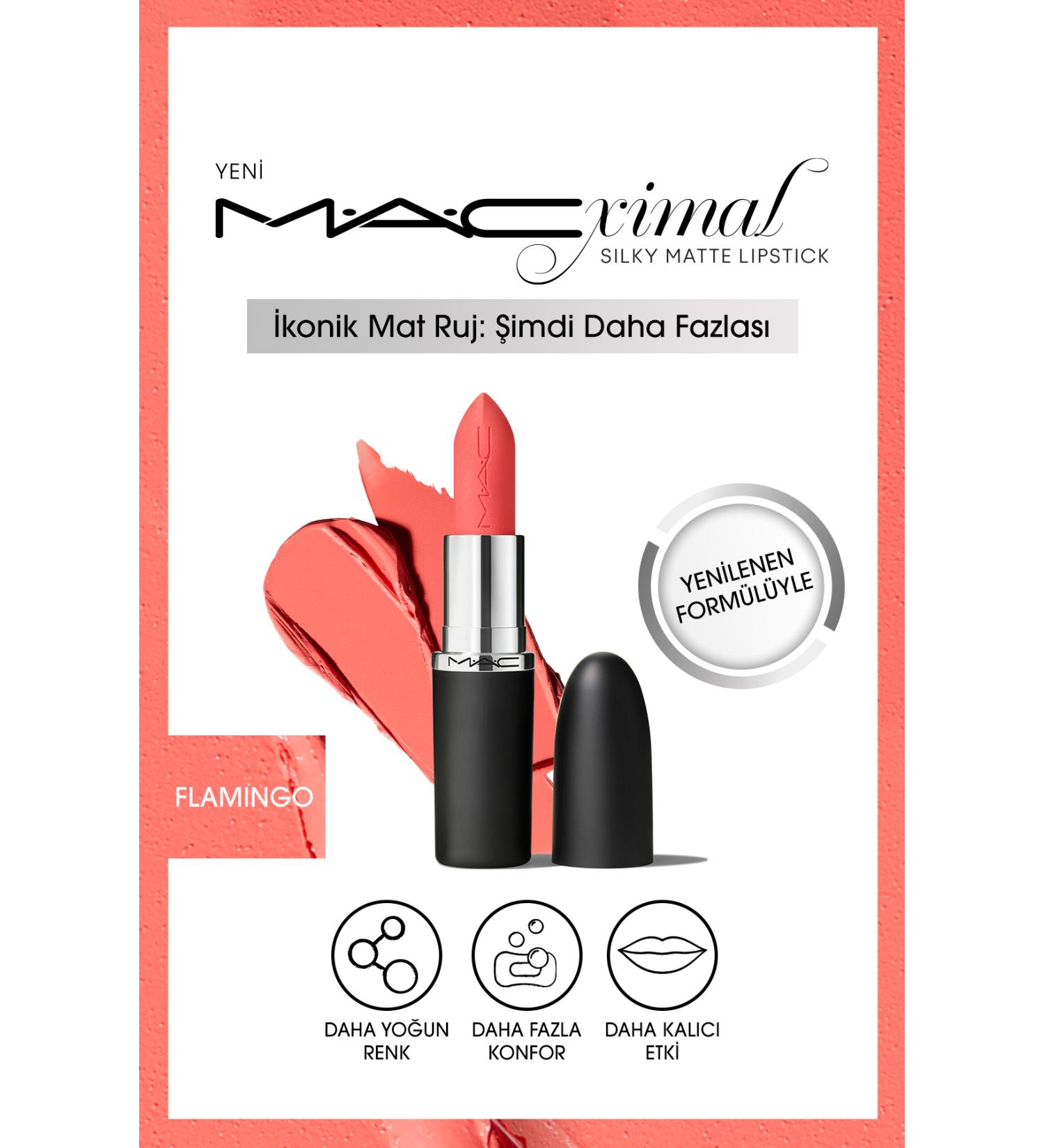 Mac Silky Matte Lipstick-Flamingo-Intense Color Moisturizing Lipstick 3.5 g