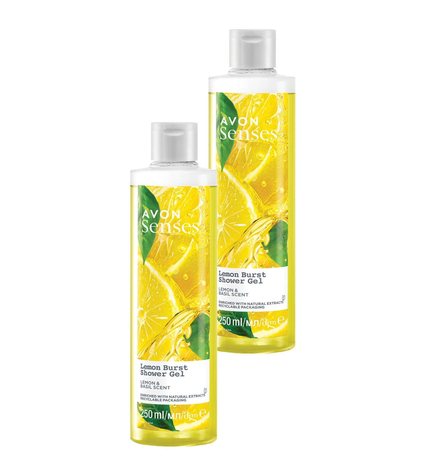 Avon Senses Lemon Burst Lemon and Basil Scented Shower Gel 250 Ml. Set of Two - Buy Online on GoSupps.com