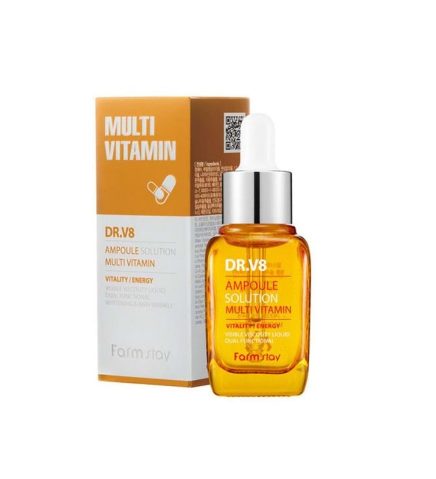 Farmstay Multi Vitamin C Dr.v8 Ampoule - Vitality Energy Whitening and Anti-Wrinkle