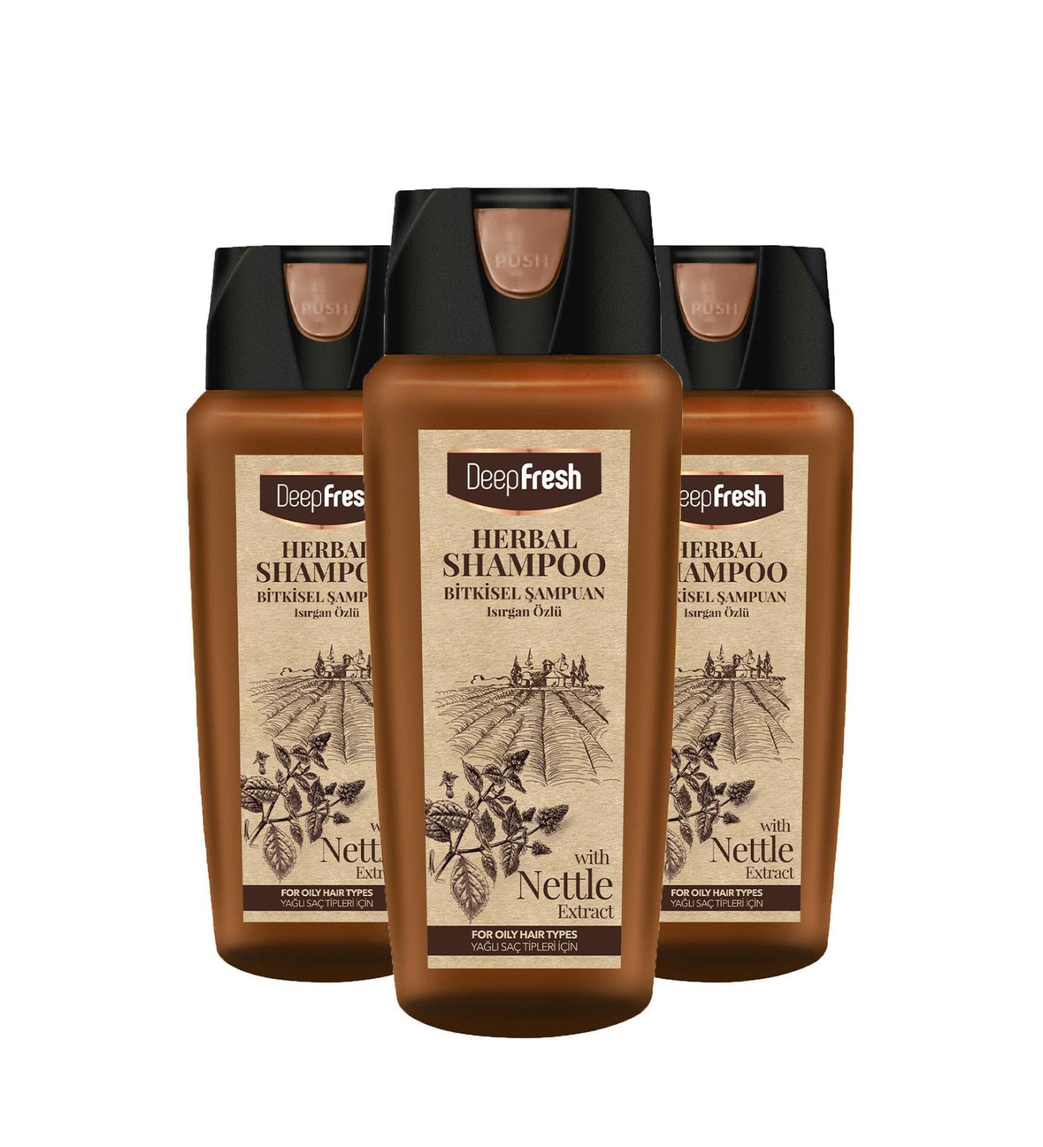 Deep Fresh Herbal Shampoo Nettle Extract Oily Hair 3 X 500 Ml - Buy Online on GoSupps.com