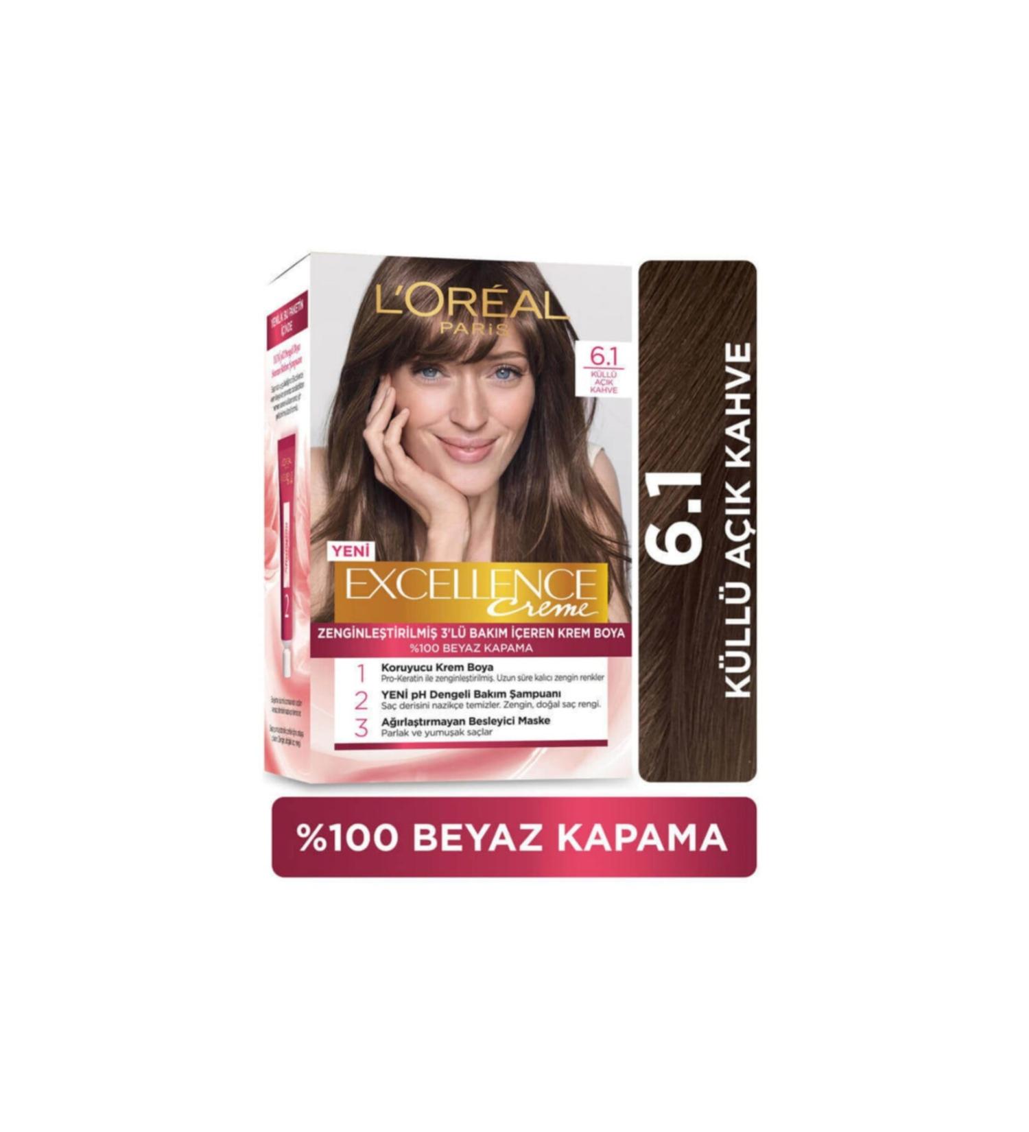L'Oreal Paris L'or al Paris Excellence Creme Hair Dye - 6.1 Ash Light Brown - Buy Online on GoSupps.com
